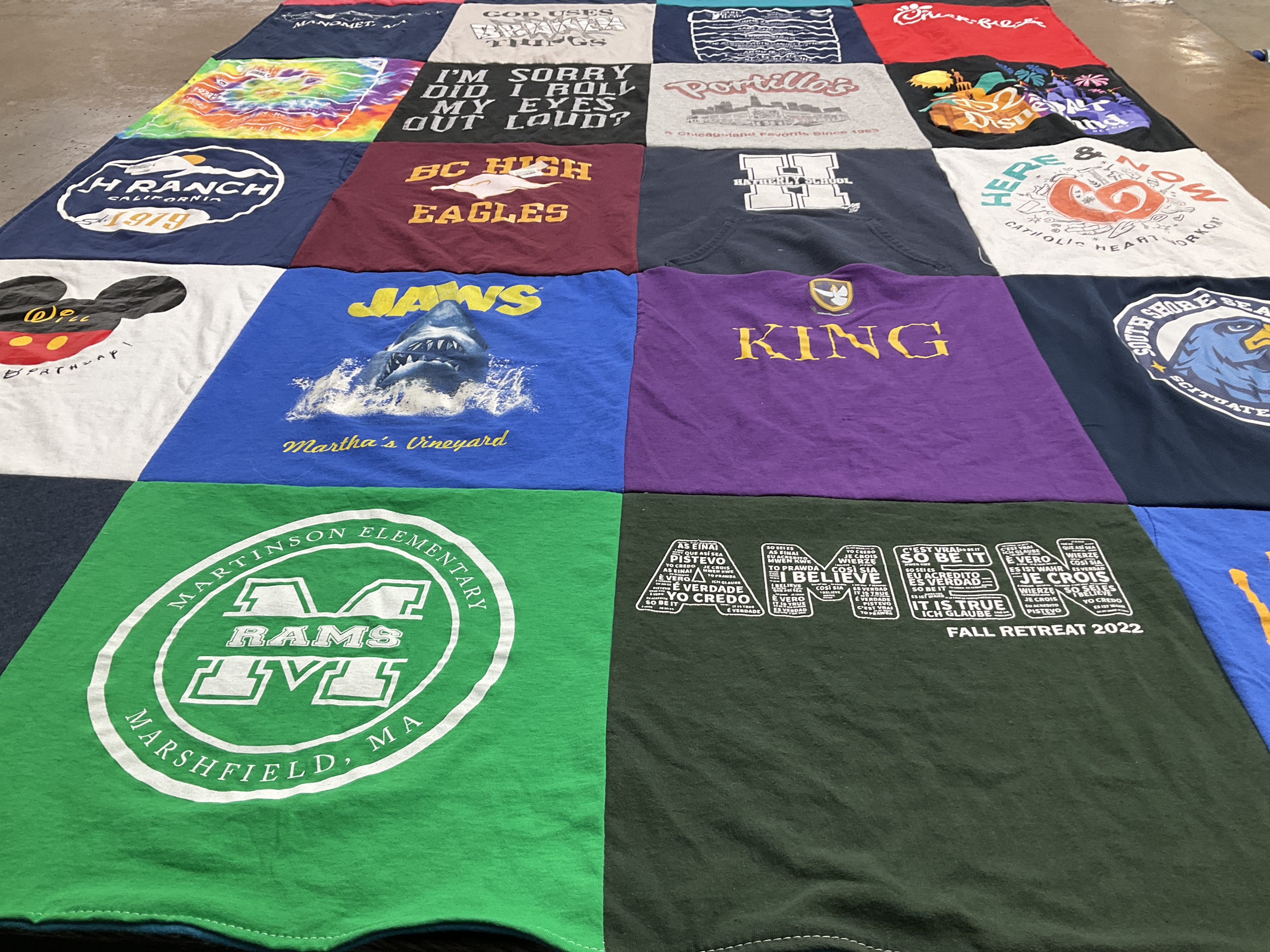 T-shirt quilt from martinson elementary school by Anne from MA