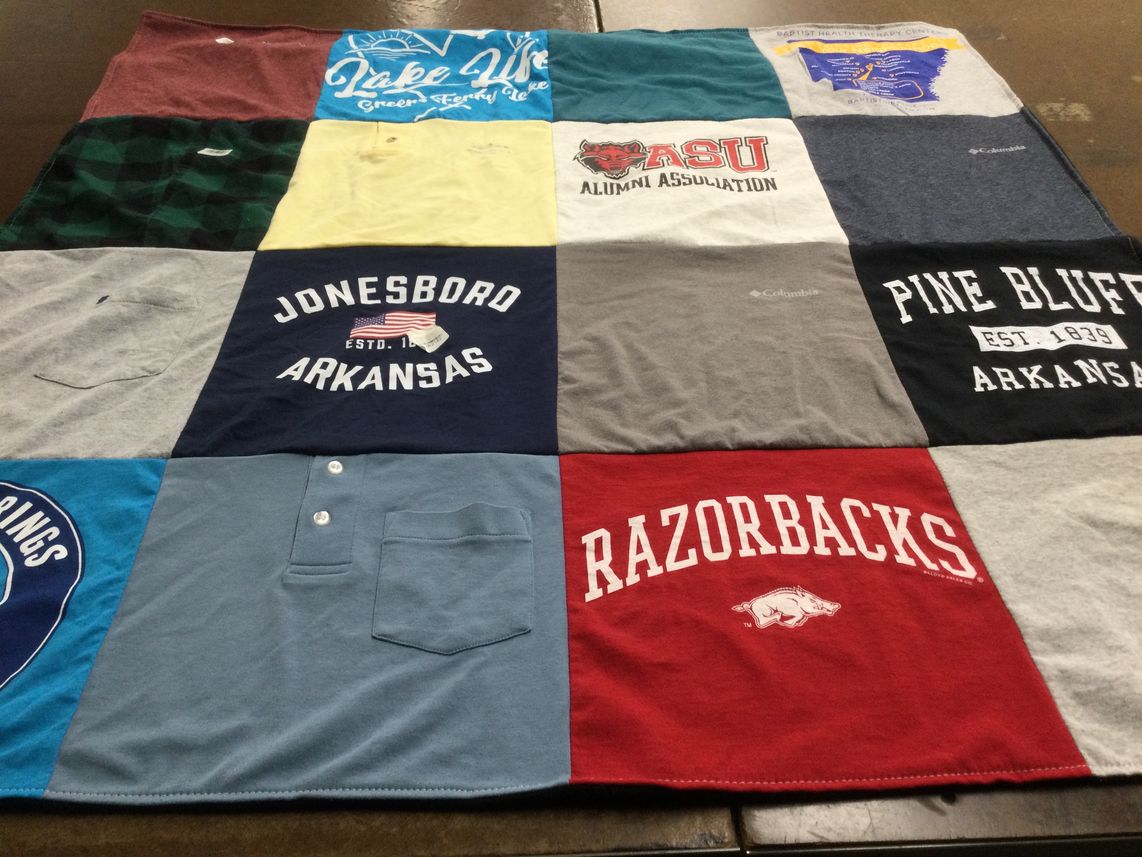 T-shirt quilt featuring university of arkansas razorbacks by Cathy from TN
