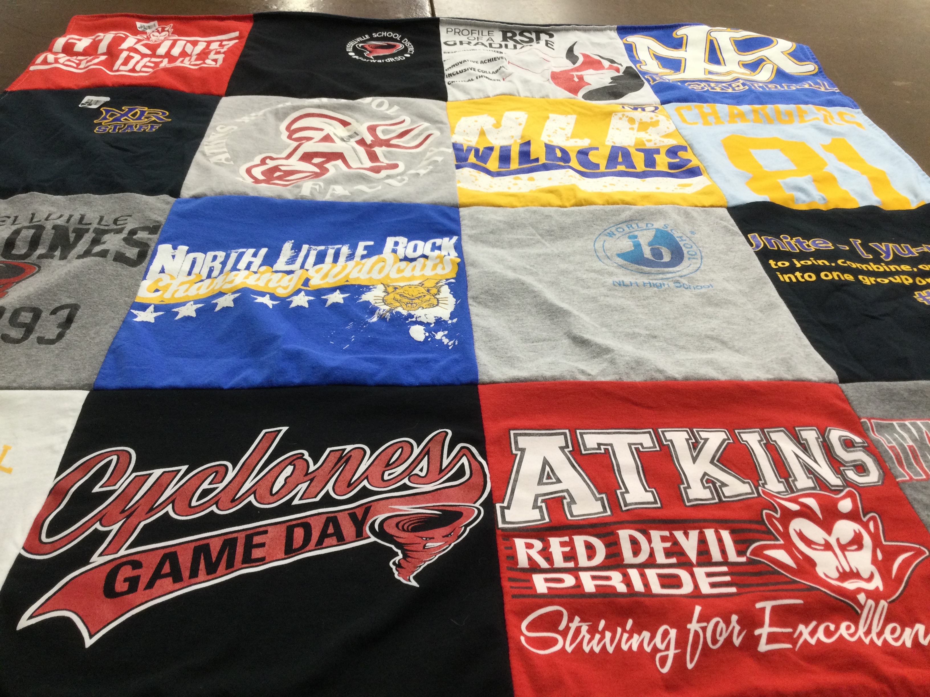 T-shirt quilt featuring atkins high school, north little rock high school by Mary from AR