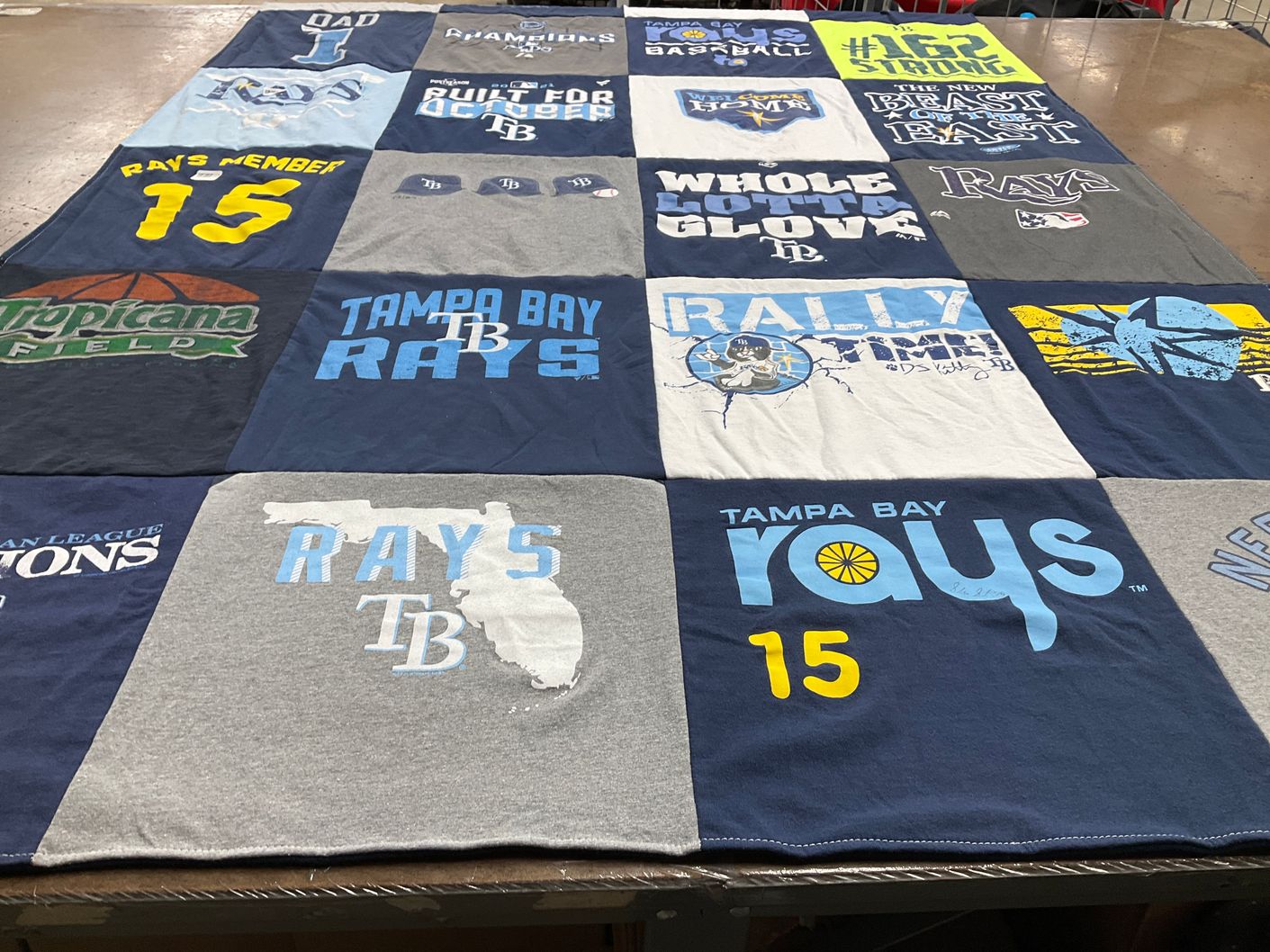 T-shirt quilt featuring tampa bay rays by Anita from VA