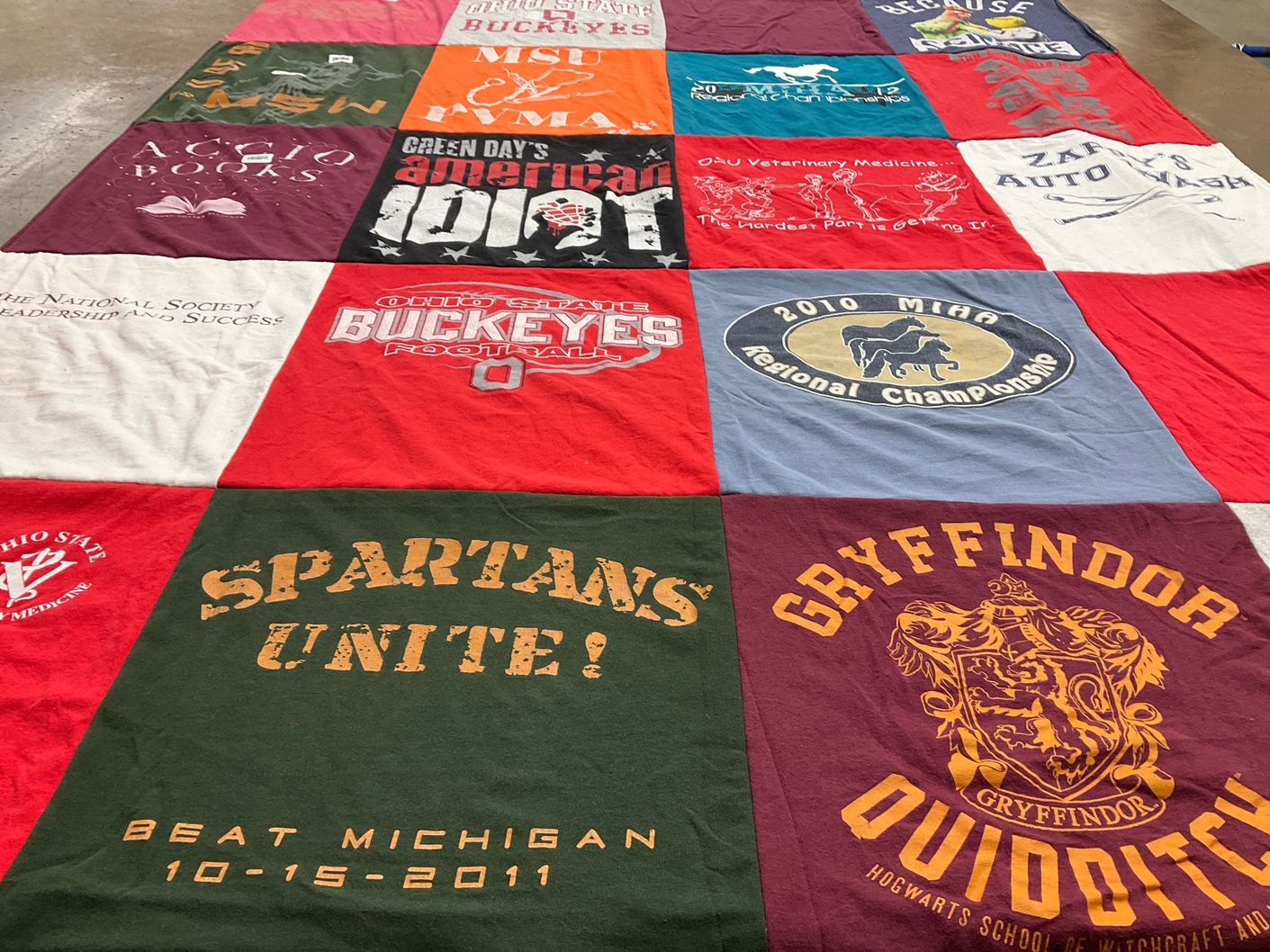 T-shirt quilt featuring ohio state buckeyes football by mary from MI