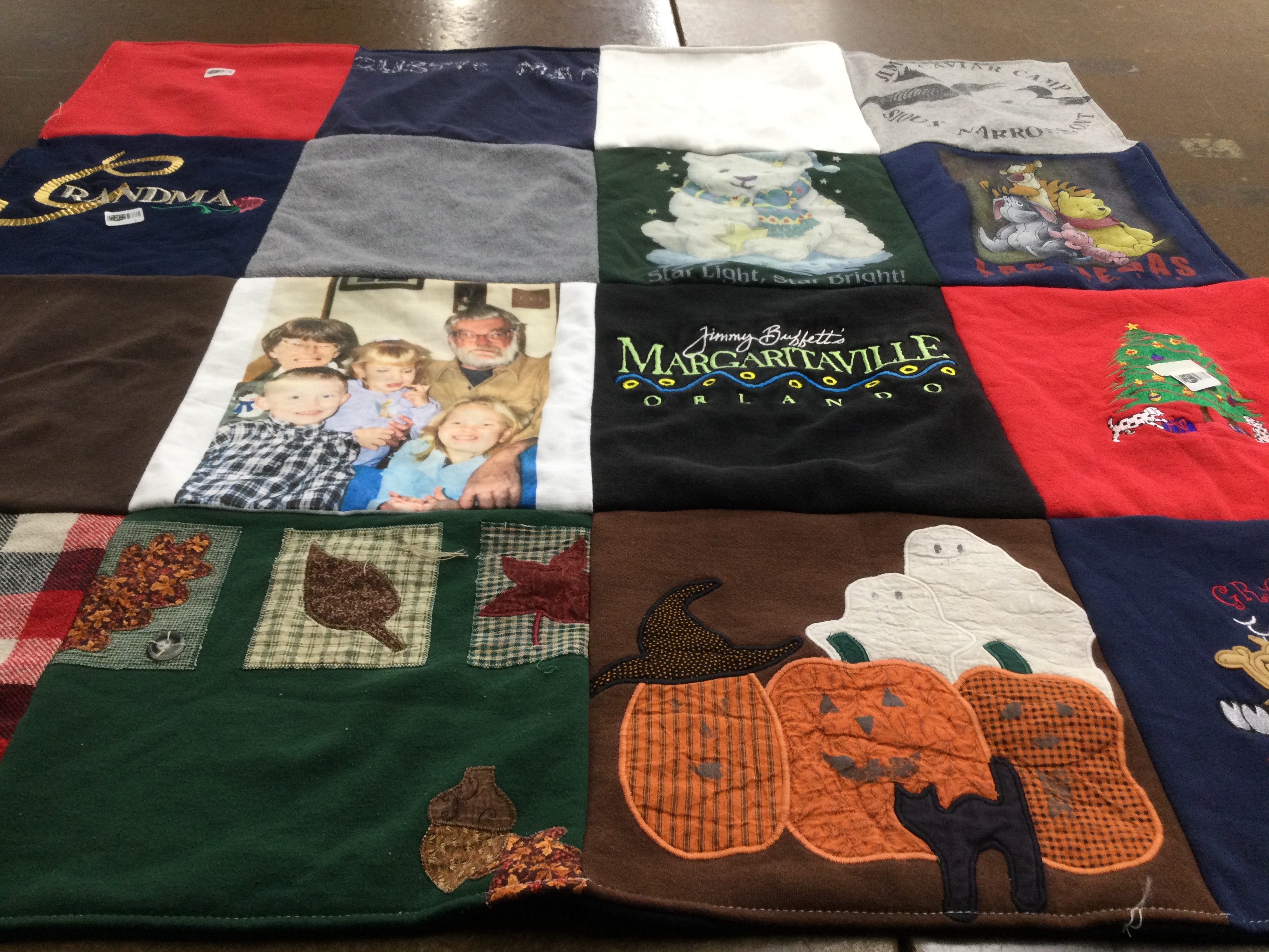 T-shirt quilt with family, photography themes by Robbin from IL