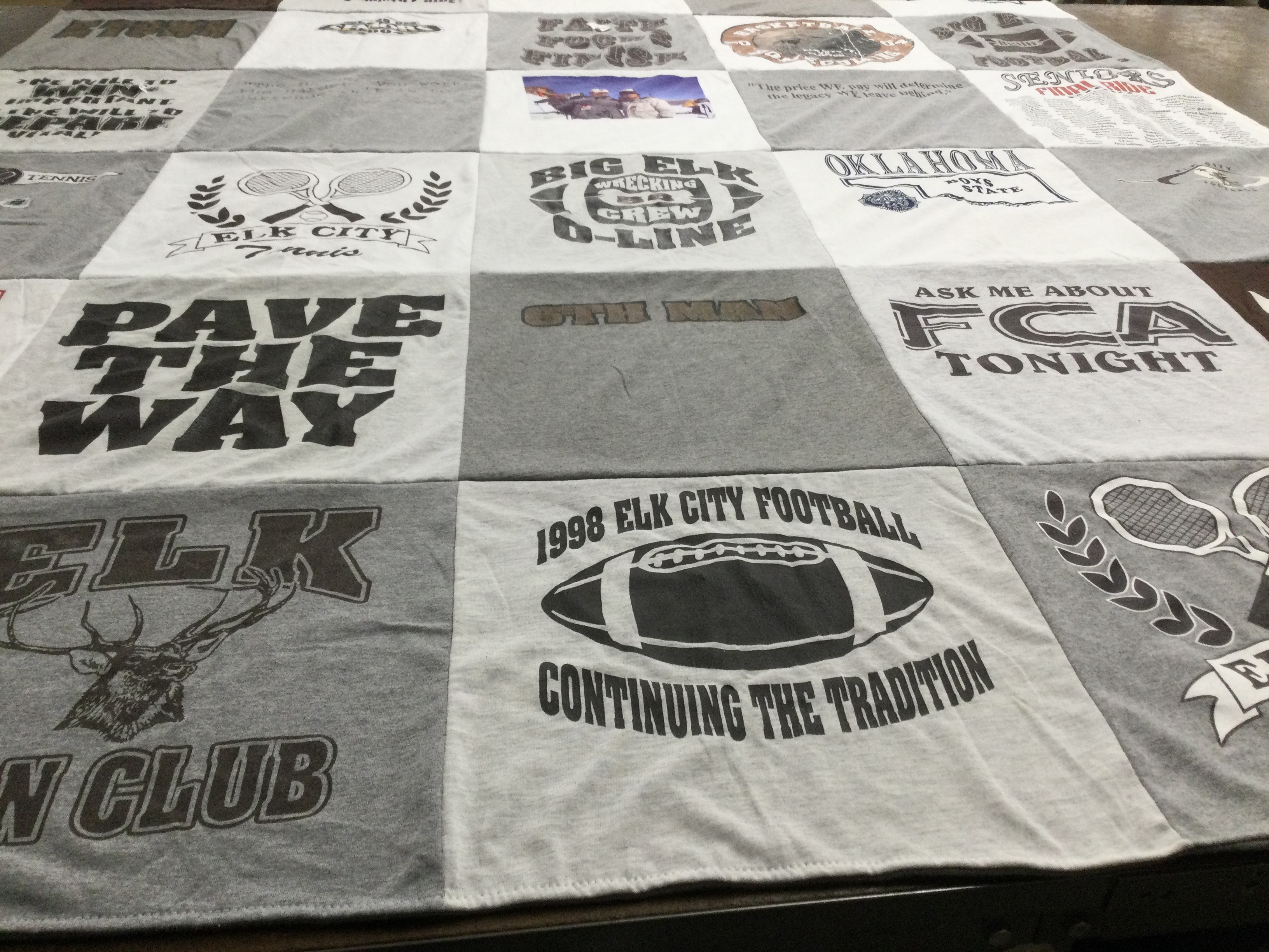 T-shirt quilt featuring elk city football by Debbie from OK