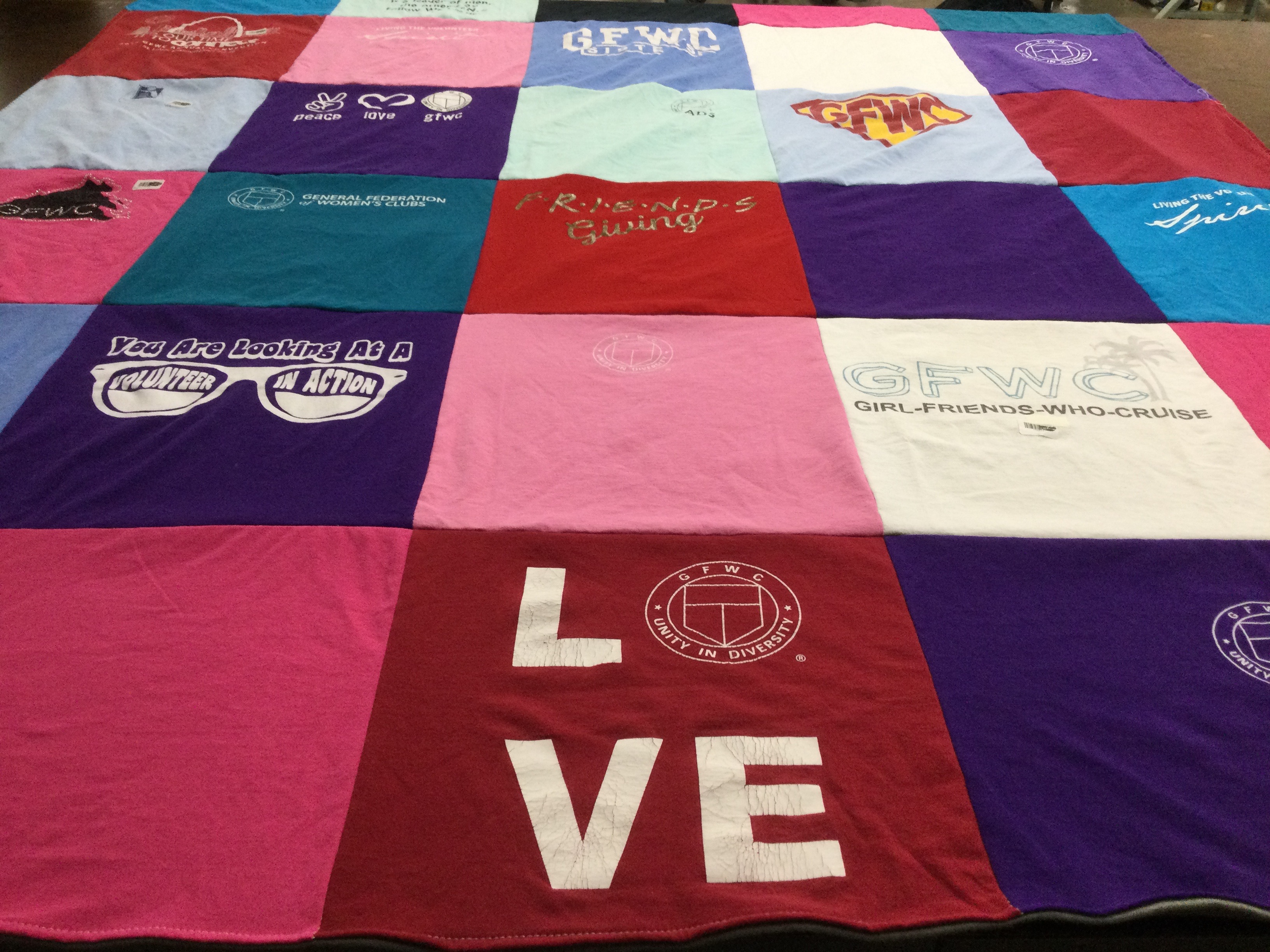 T-shirt quilt with volunteering, friendship themes by Jennifer from VA
