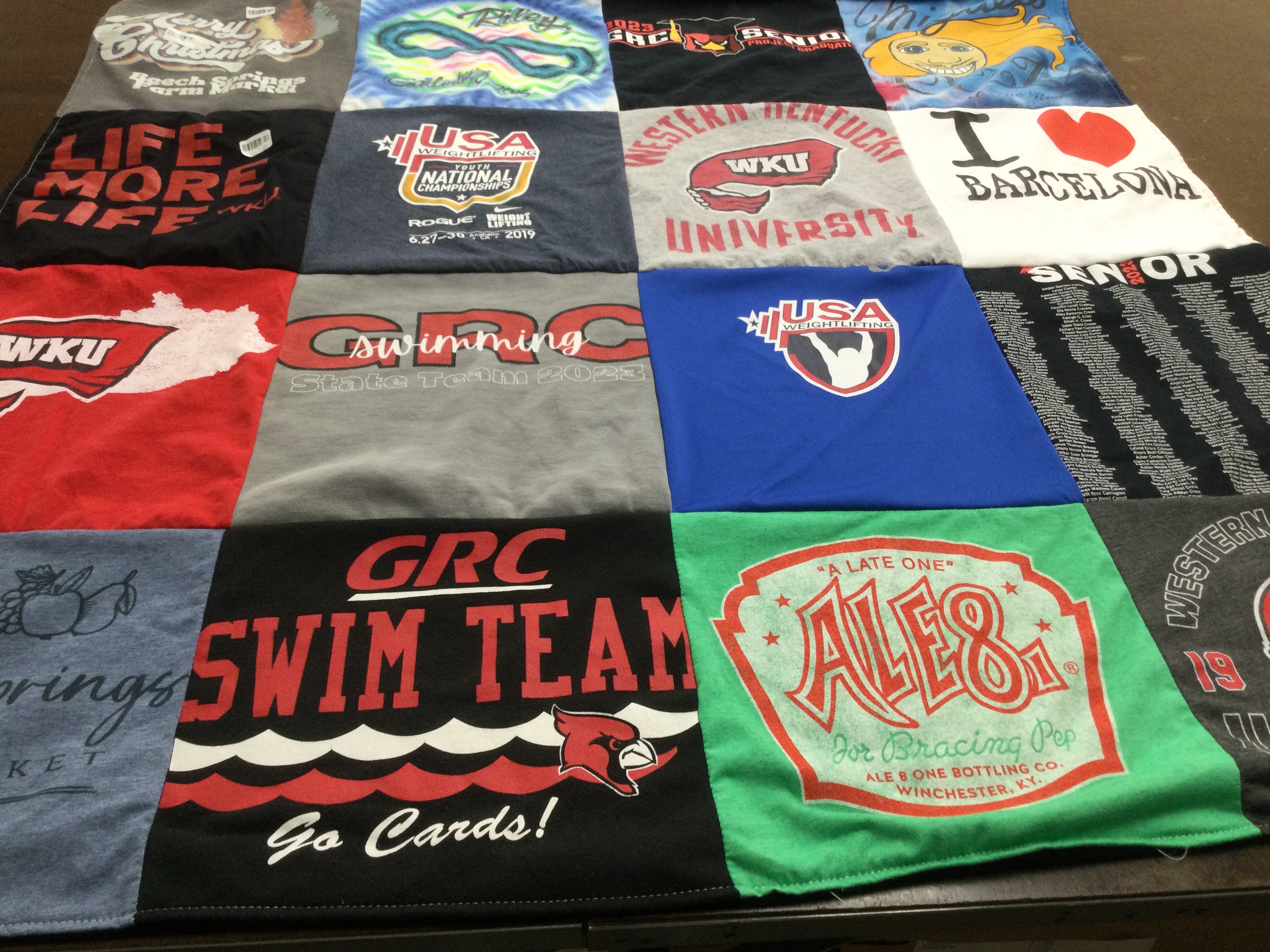 T-shirt quilt featuring gonzaga university swim team, western kentucky university swim team by Kristen from KY