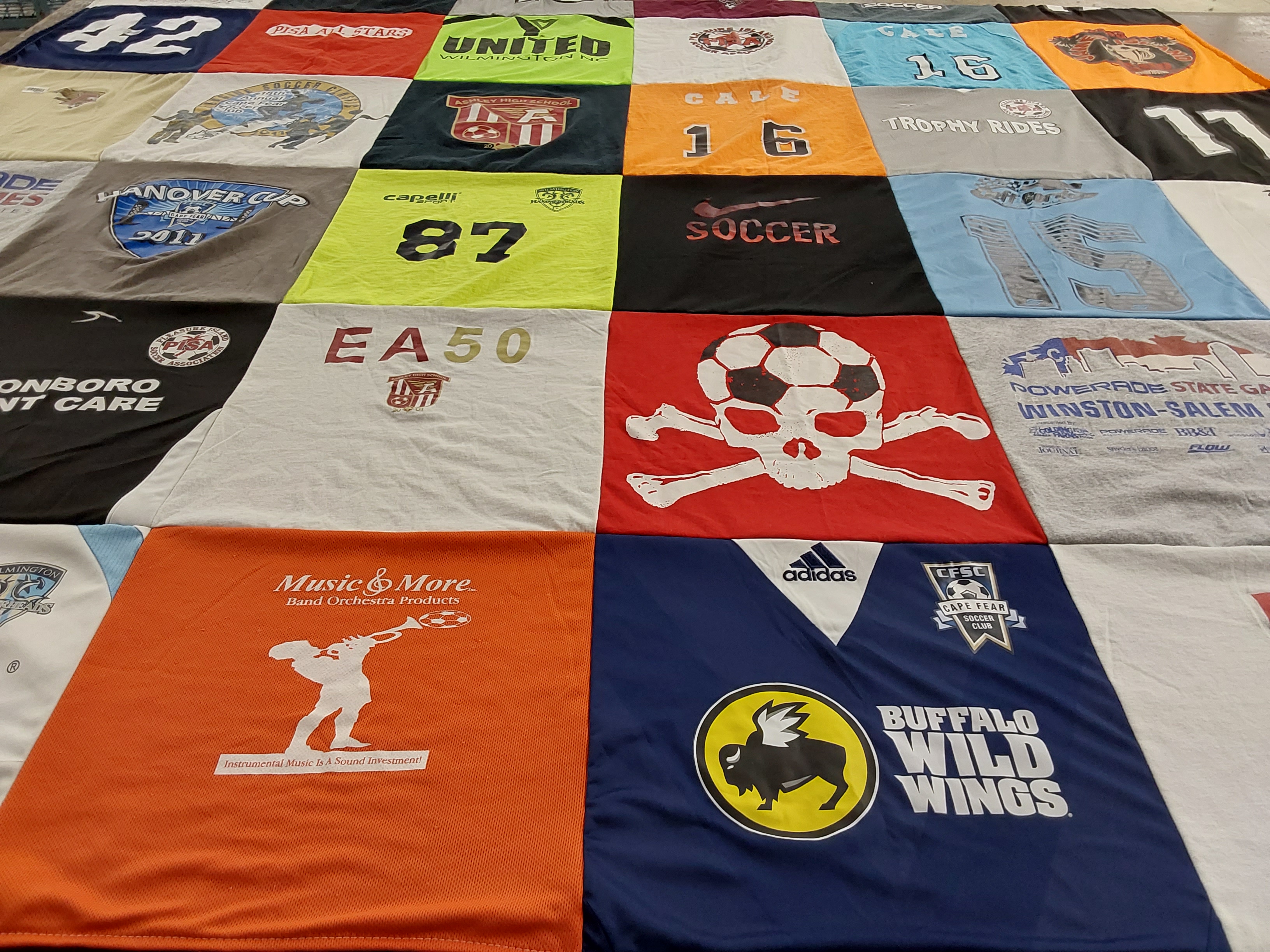 T-shirt quilt featuring cfsc, cape fear soccer club by Rachel from NC