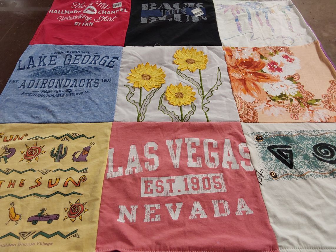 T-shirt quilt with travel, nature themes by Michalina from CT