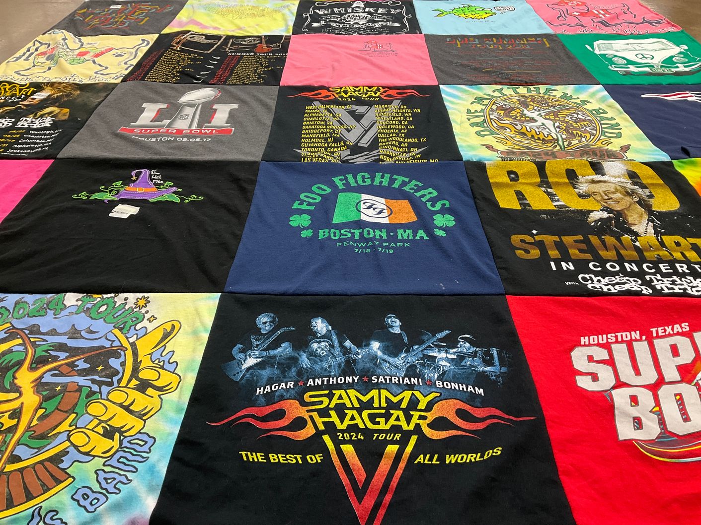 T-shirt quilt with music, concerts themes by ANDREA from RI