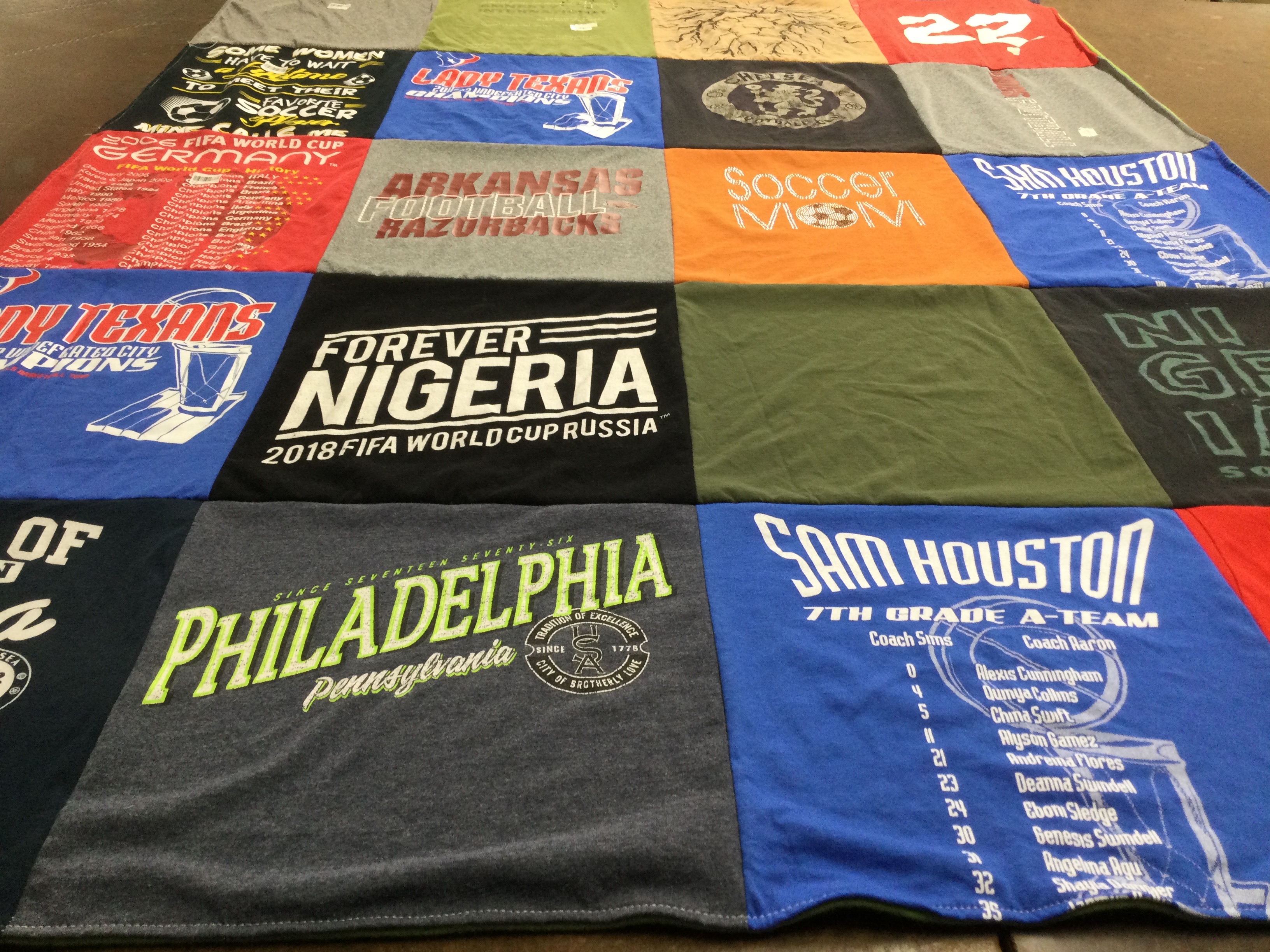 T-shirt quilt featuring sam houston seventh grade a-team by Michele from TX