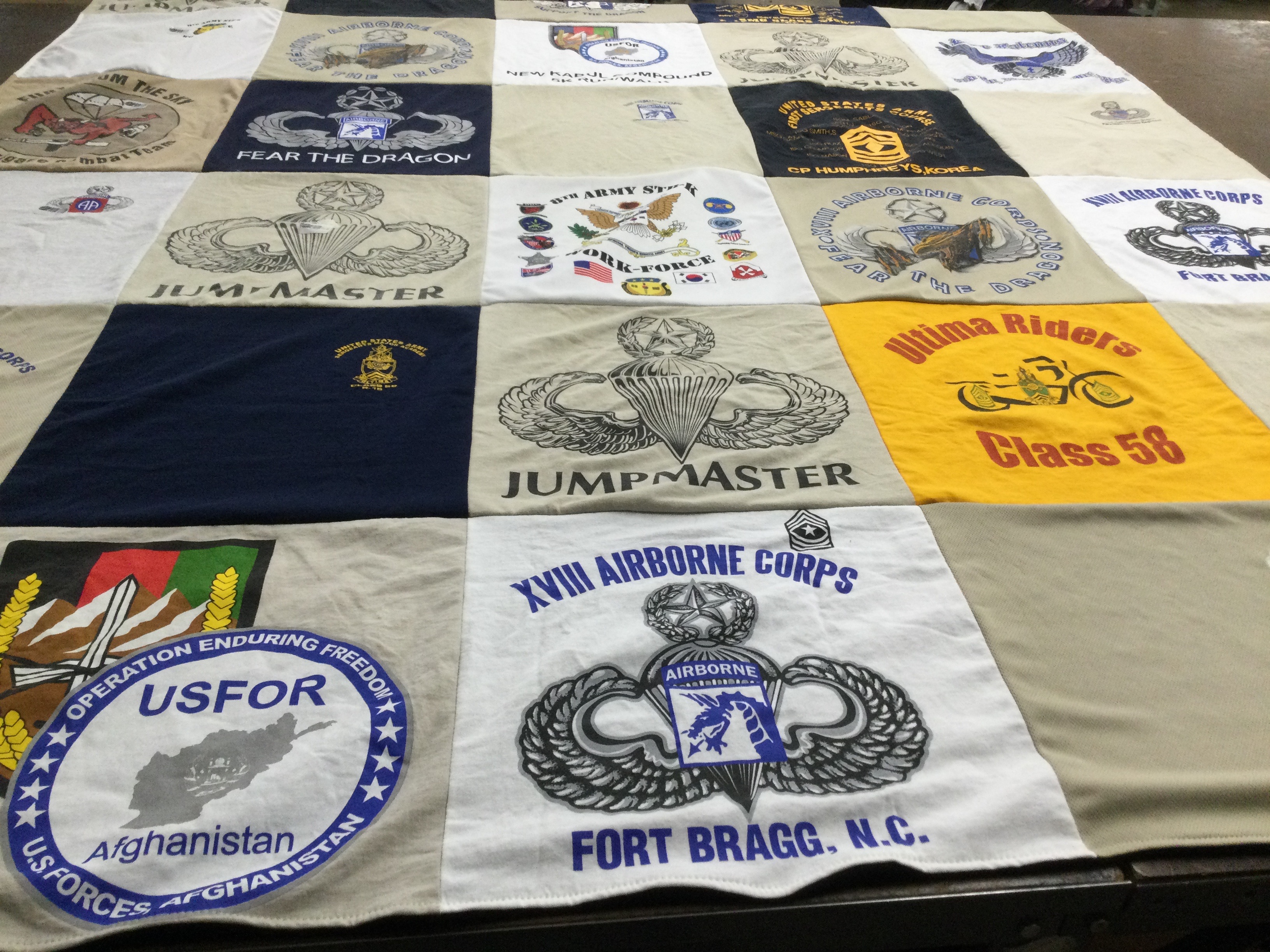 T-shirt quilt with military, aviation themes by SCOTT from NC