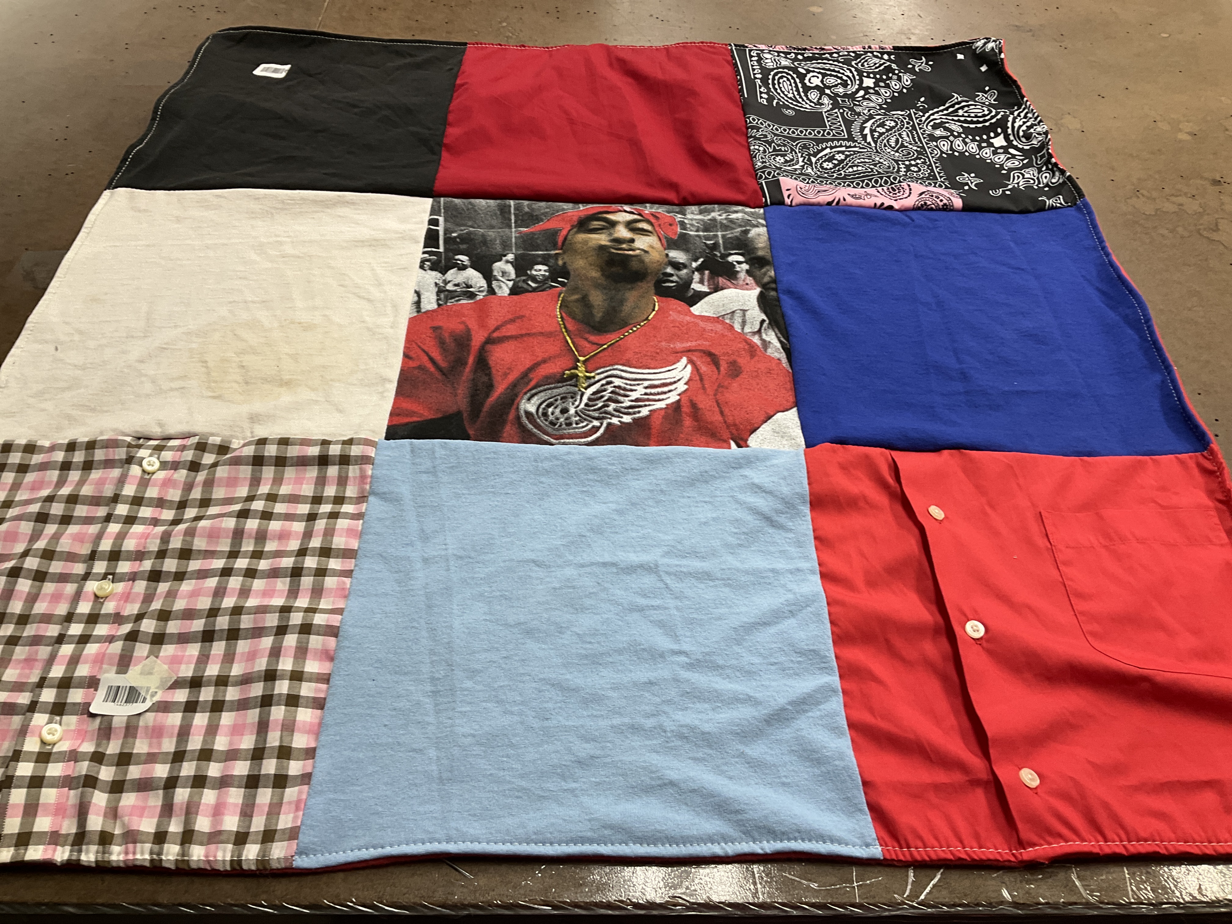 T-shirt quilt with music, hip hop themes by Elisa from CA