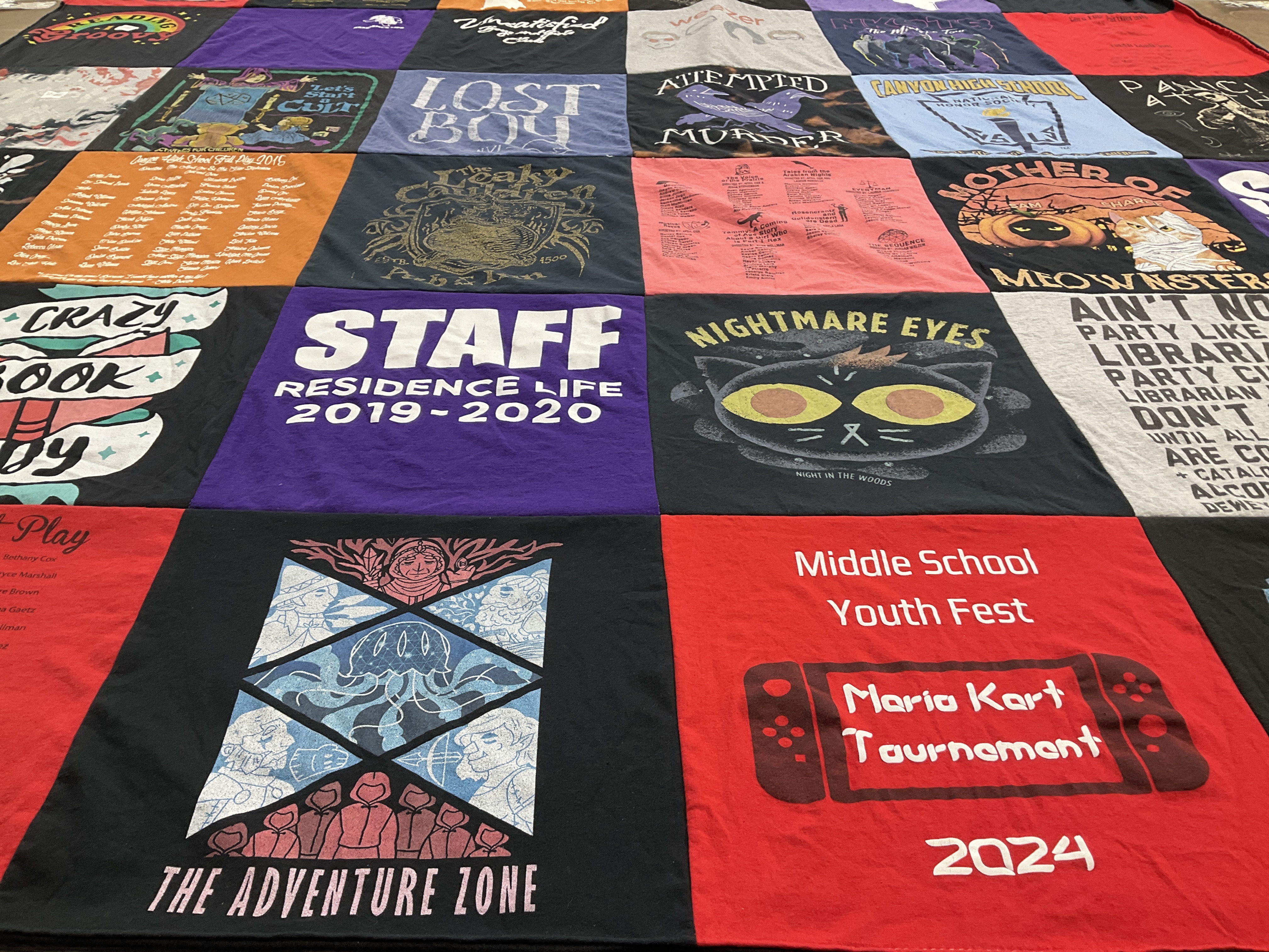 T-shirt quilt with gaming, events themes by Harleigh from TX