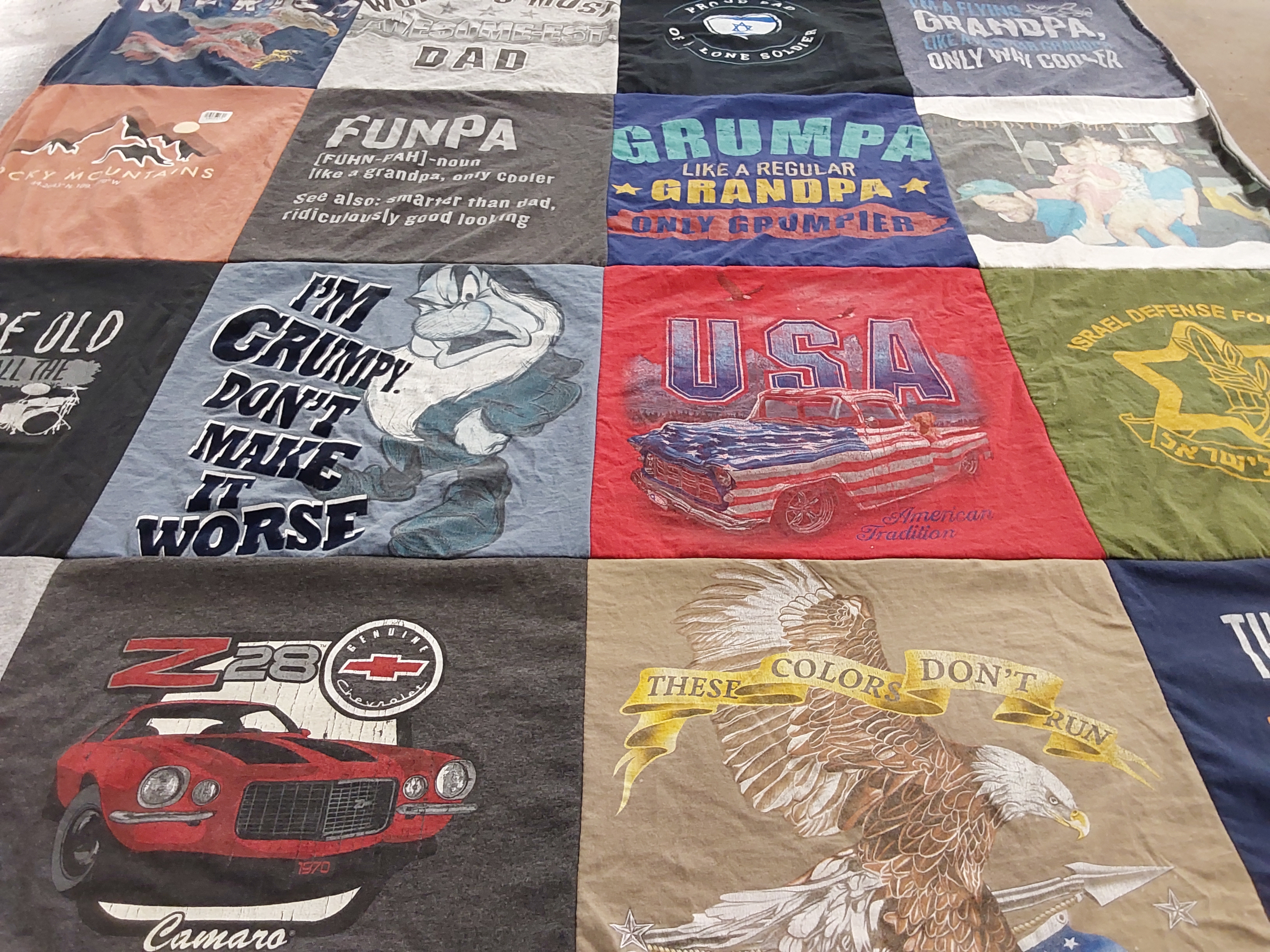 T-shirt quilt with grandparents, americans themes by Susan from FL