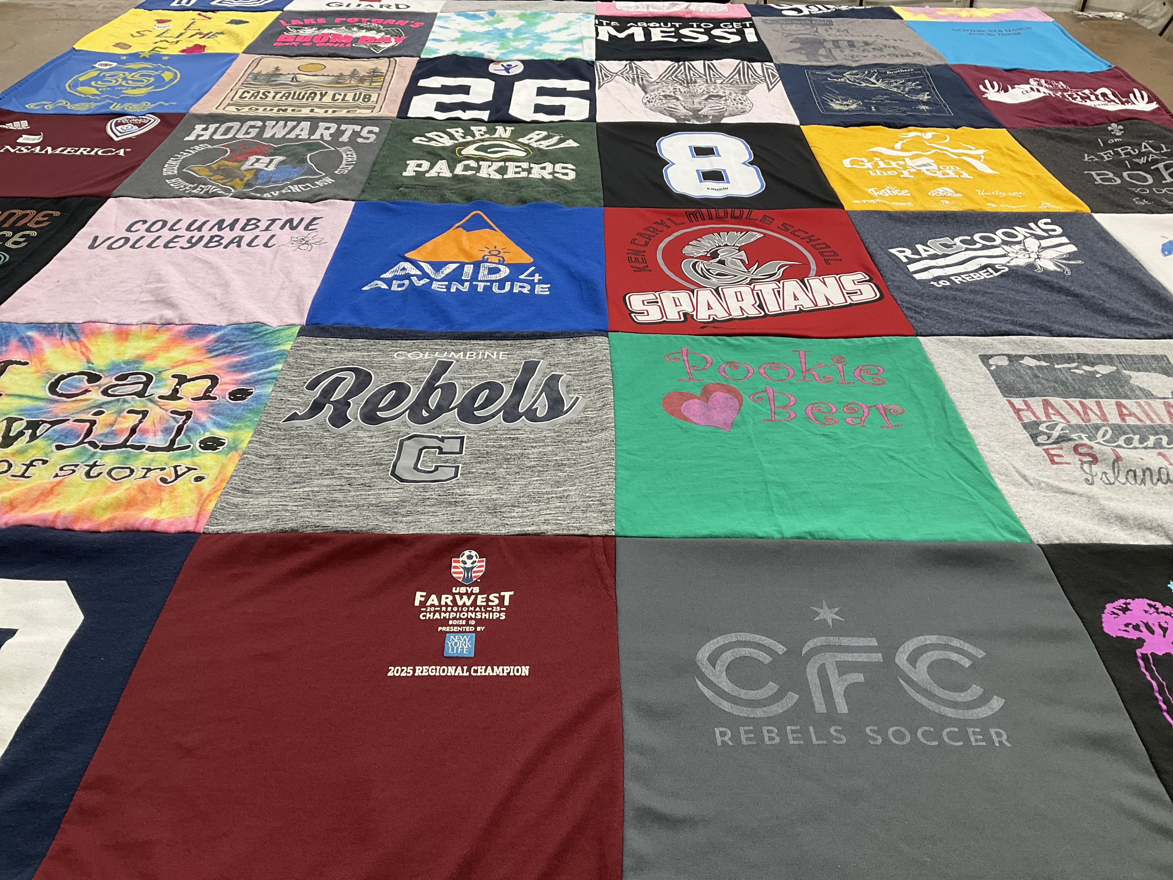 T-shirt quilt featuring green bay packers, cfc rebels soccer by Katie from CO
