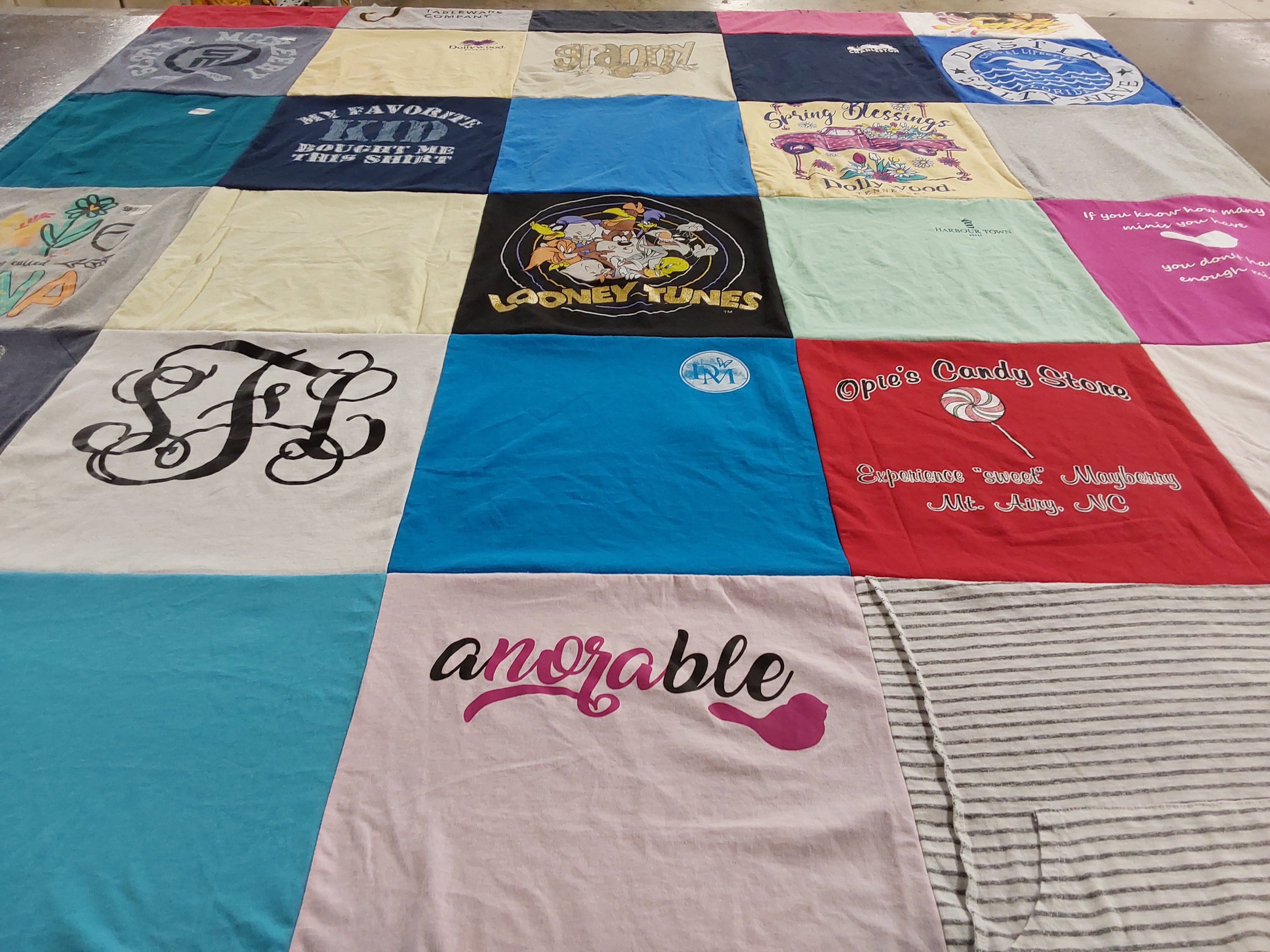 T-shirt quilt with candy, crafts themes by Sherry from TN