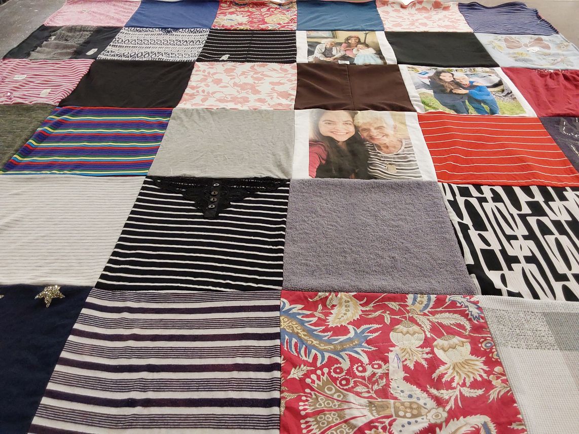 T-shirt quilt with photography, family themes by Lauren from CA