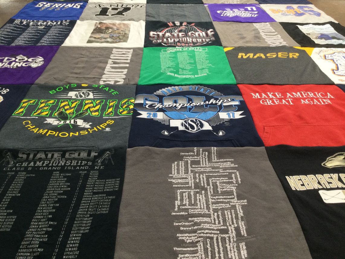 T-shirt quilt from grand island senior high school, stevens elementary school by Elizabeth from NE