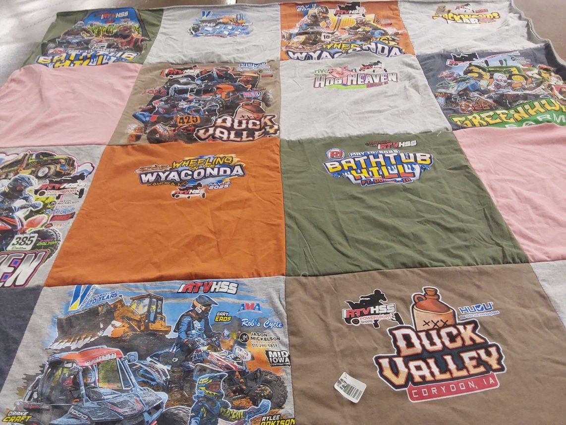 T-shirt quilt with atv racing, motorsports themes by TRACY from IA