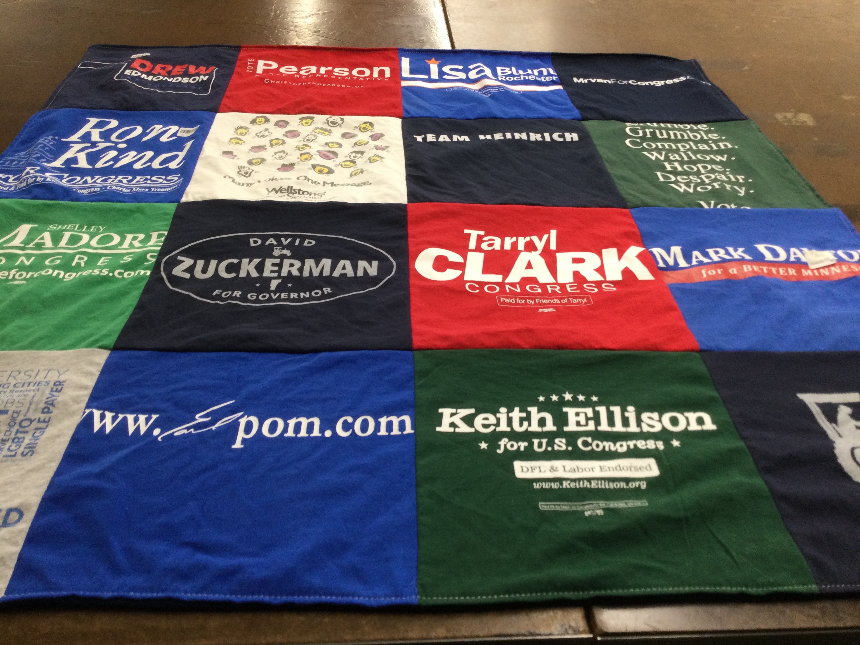 T-shirt quilt with politics, elections themes by Margo from NC