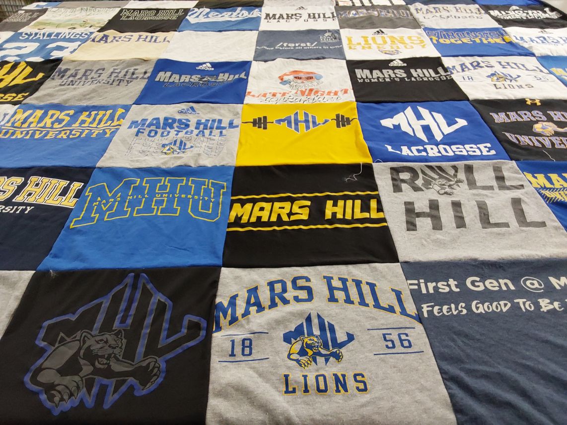 T-shirt quilt featuring mars hill university lions by Haley from MD