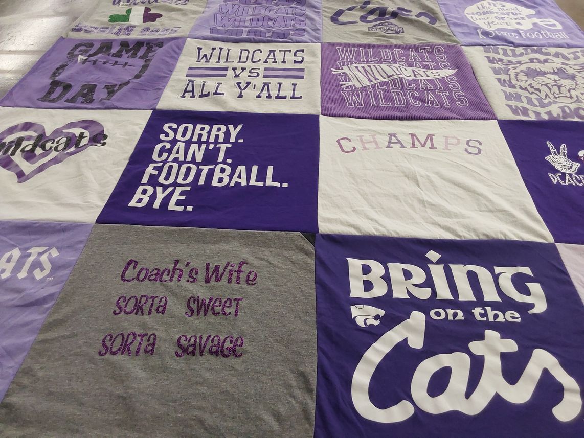 T-shirt quilt featuring kansas state wildcats by Kerri from KS
