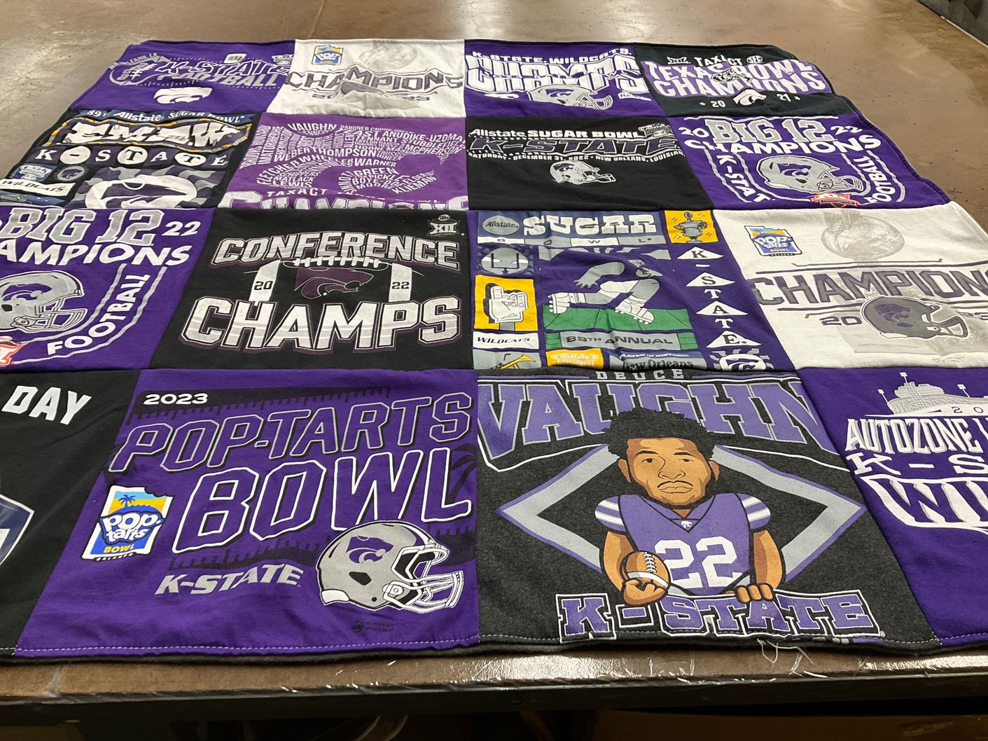 T-shirt quilt featuring kansas state university football by Kerri from KS