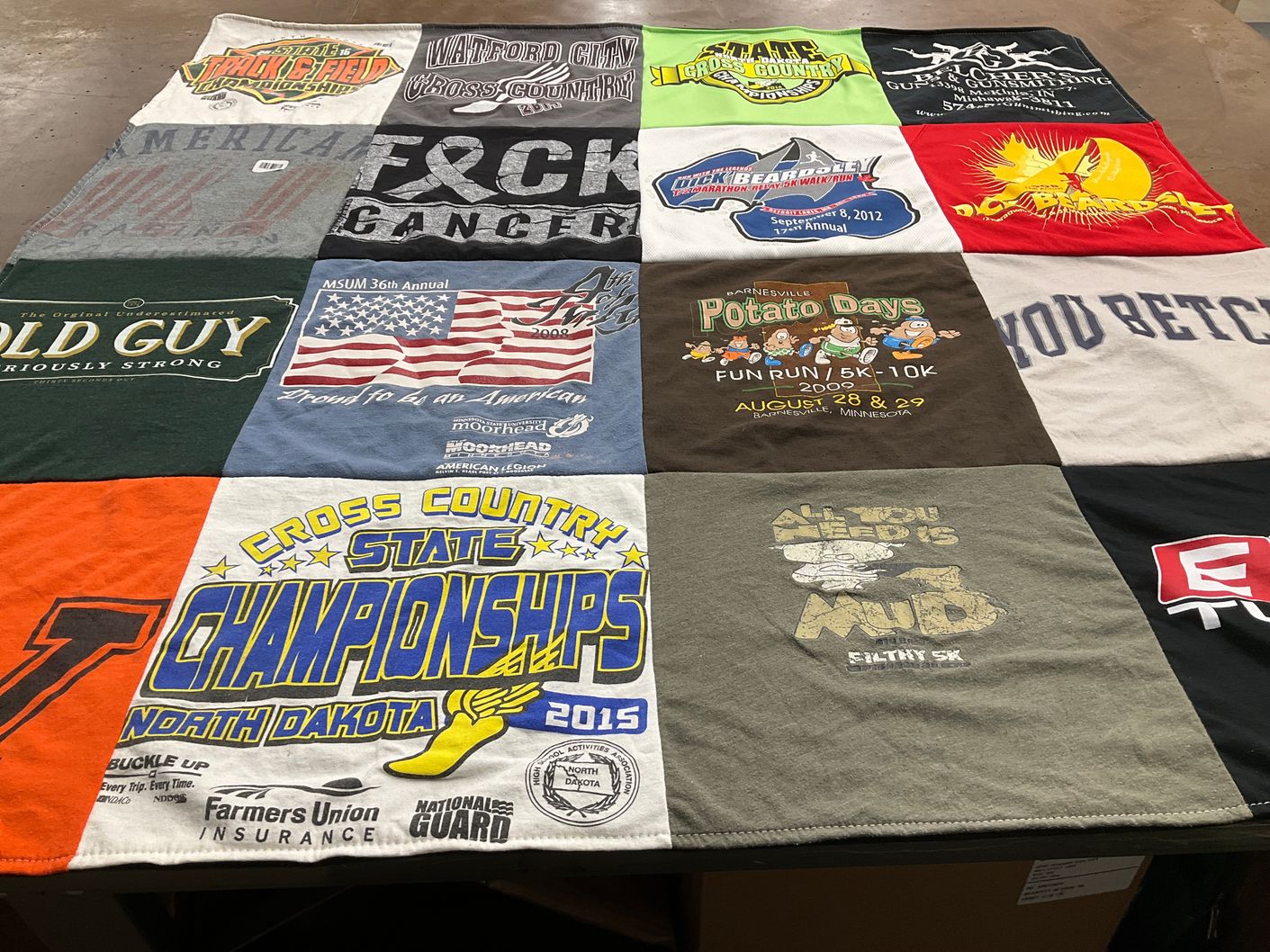 T-shirt quilt featuring watford city cross country by Cheri from WI