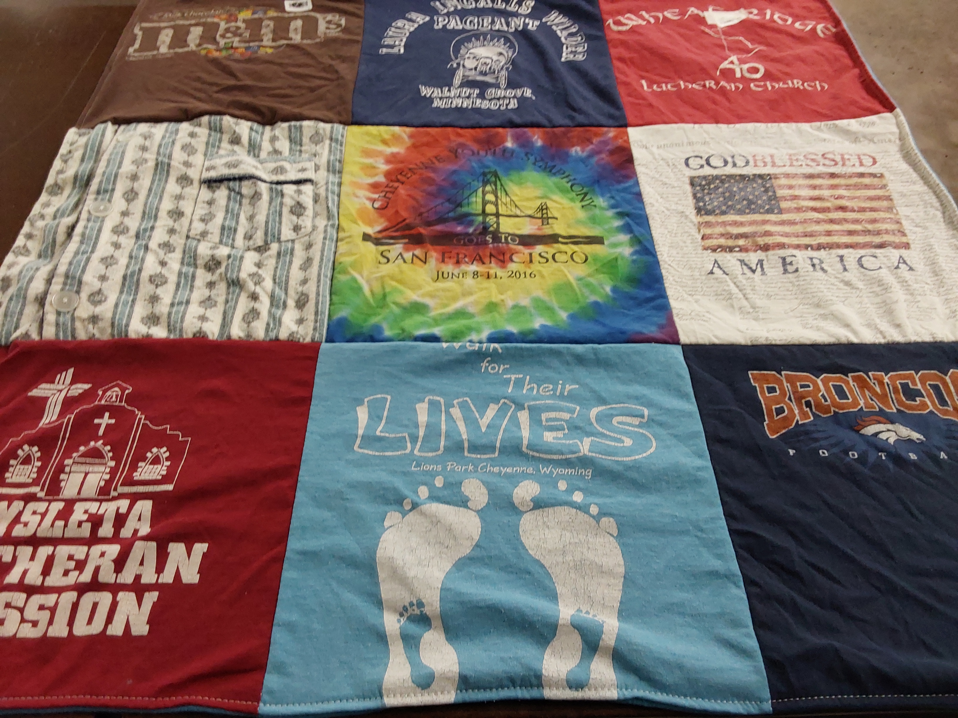 T-shirt quilt featuring broncos football by Sherry from WY