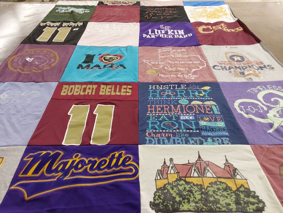 T-shirt quilt from lufkin high school by Sharon from TX