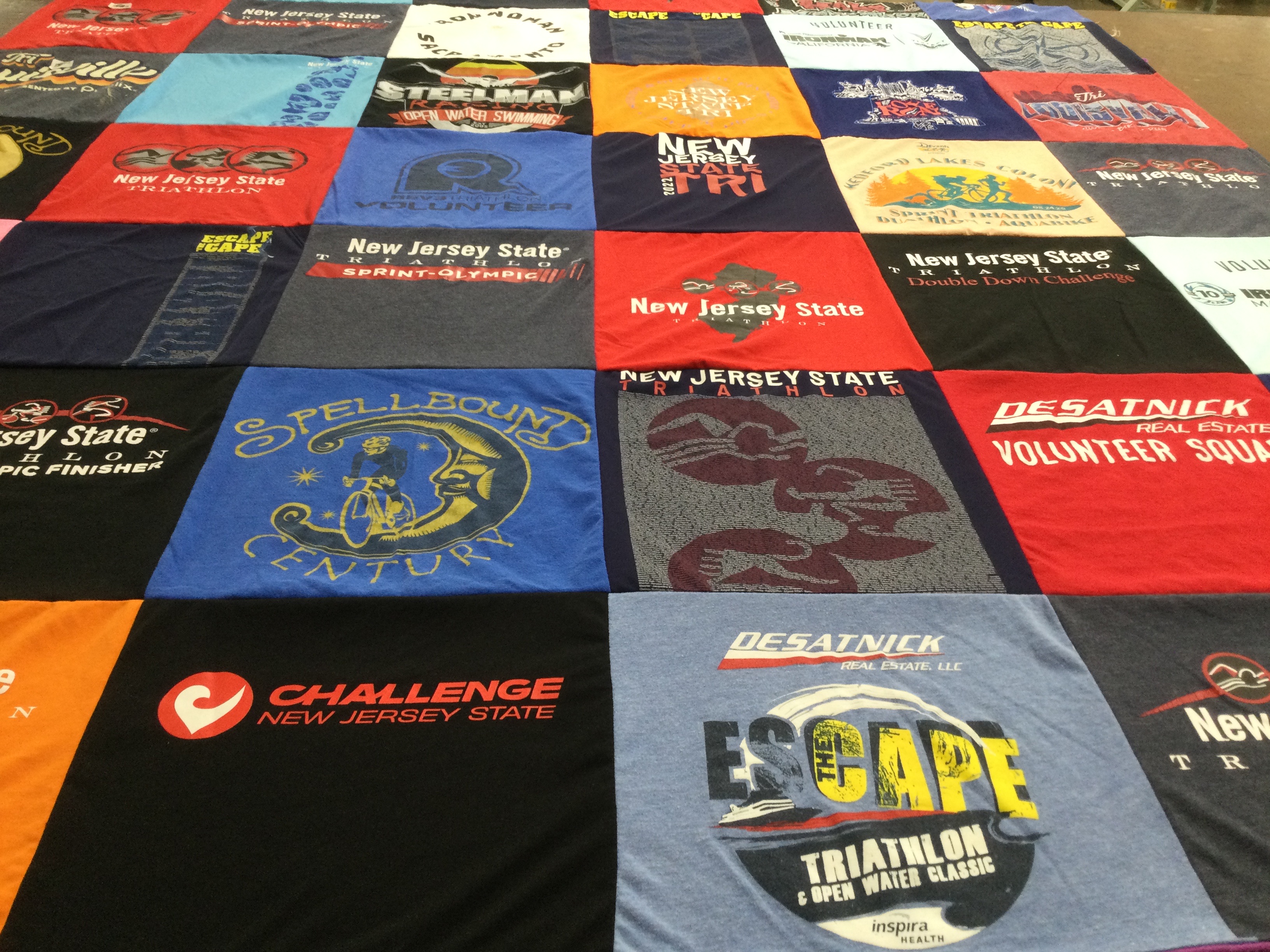 T-shirt quilt with triathlon, swimming themes by GQ from PA