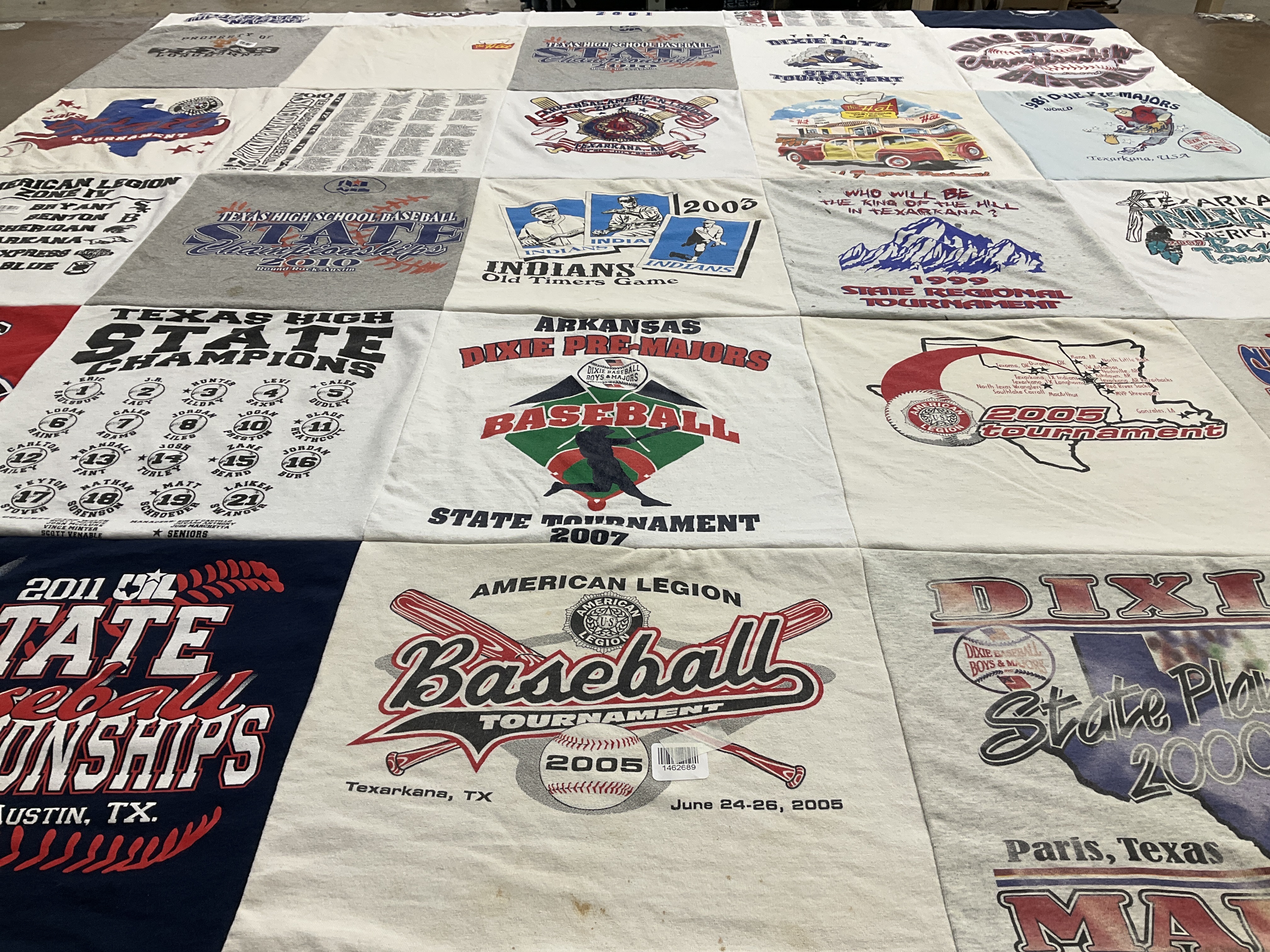 T-shirt quilt with baseball, tournaments themes by Karen from TX