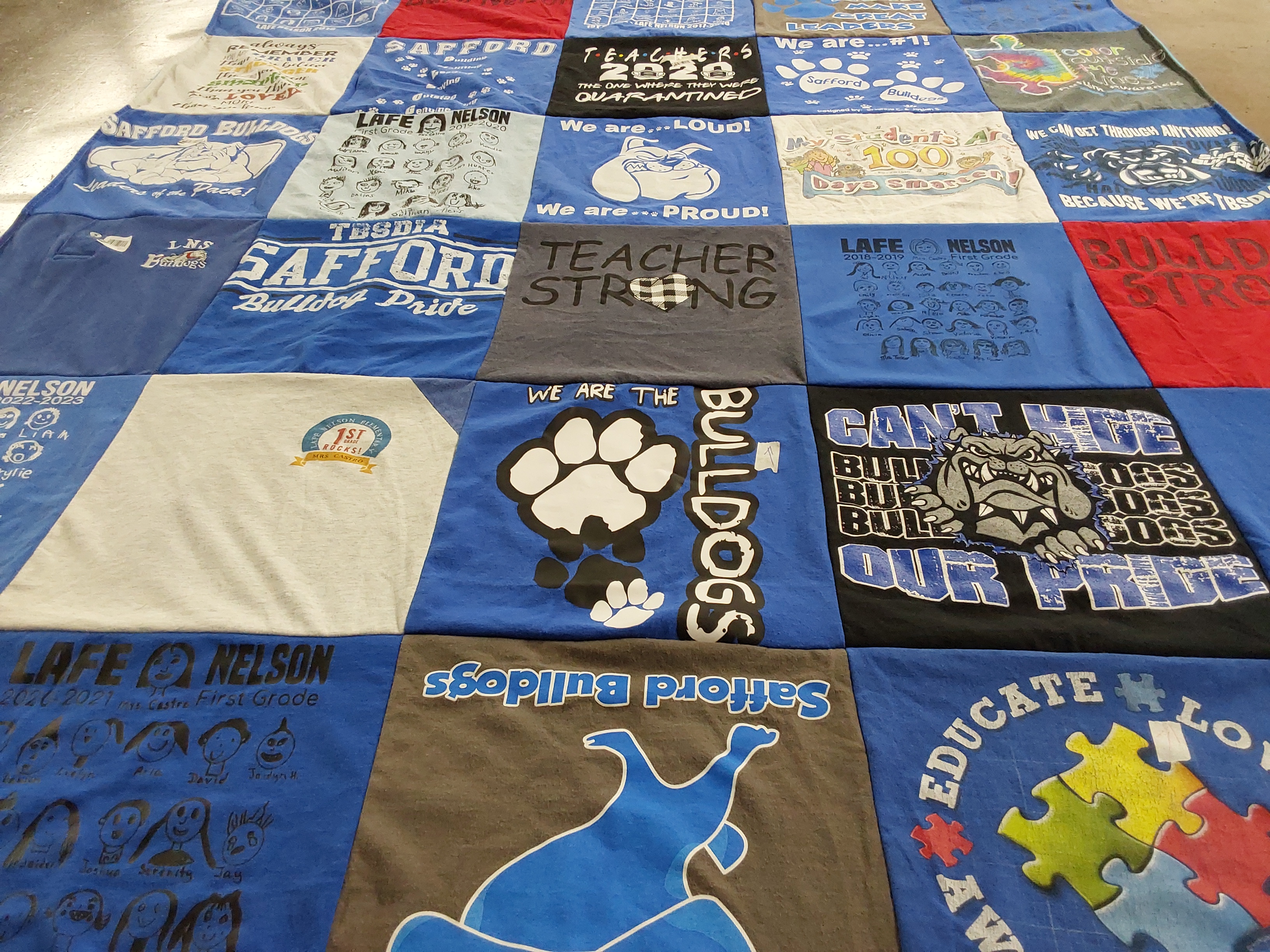 T-shirt quilt featuring safford bulldogs by Debbie from AZ