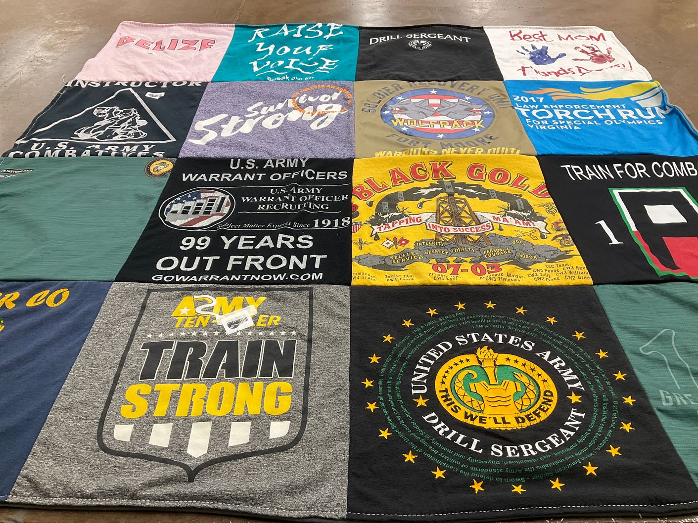 T-shirt quilt with military, law enforcement themes by Patricia from FL