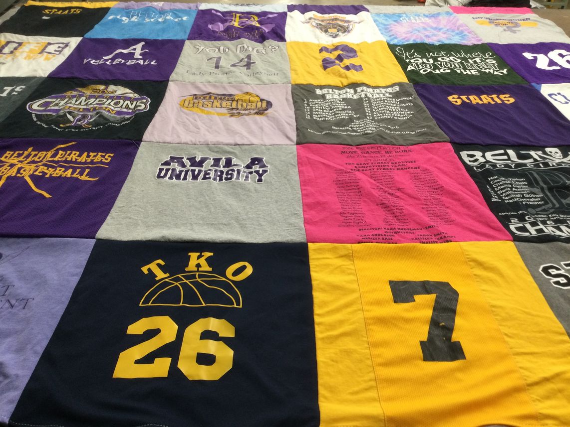 T-shirt quilt featuring bellevue pirates basketball by Mary from MO