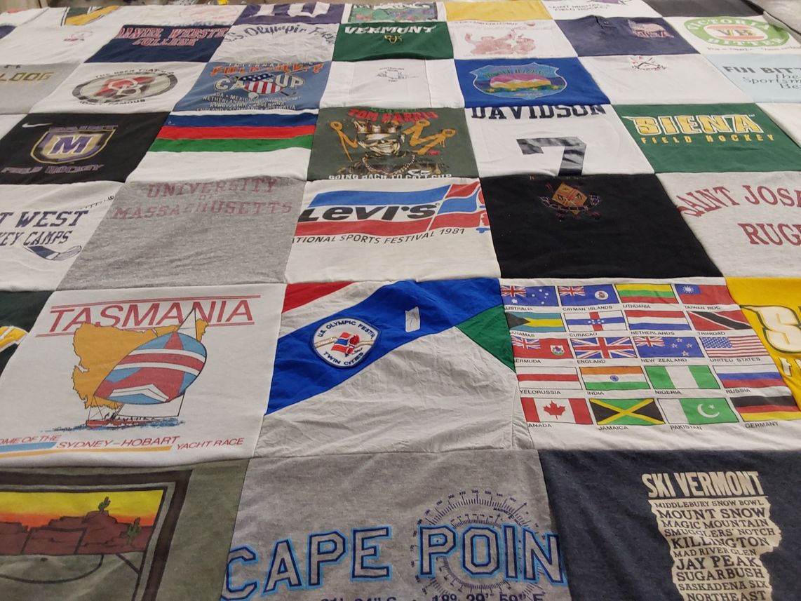 T-shirt quilt featuring saint joseph's university rugby, davidson college field hockey by Donna R from VT