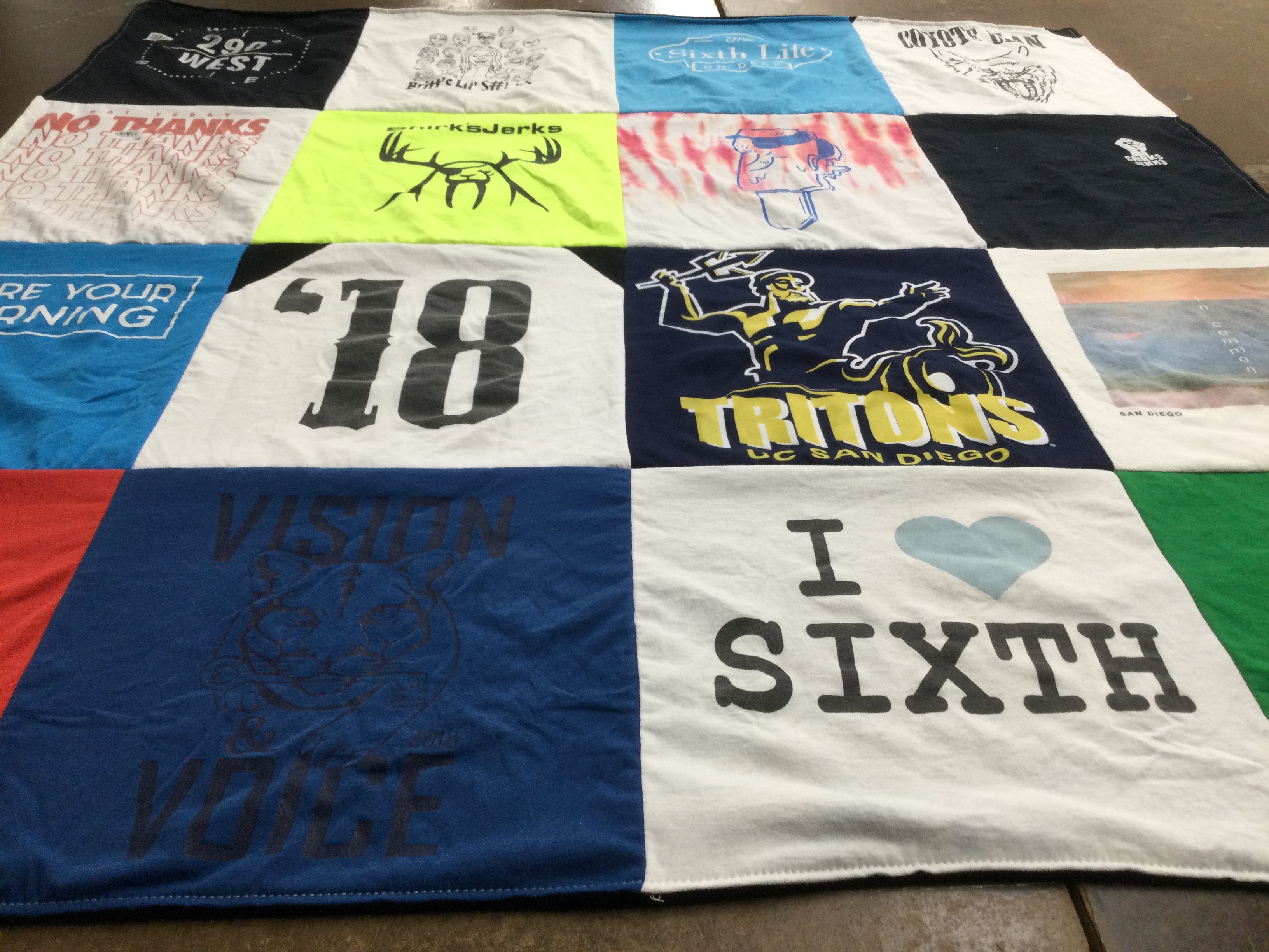 T-shirt quilt featuring tritons by Riley from CA