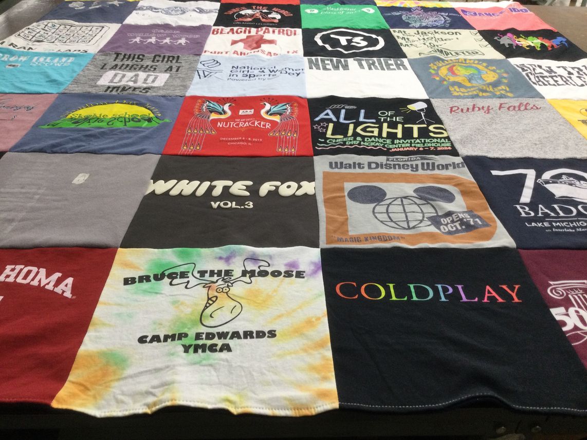 T-shirt quilt from new trier high school by Melodie from IL