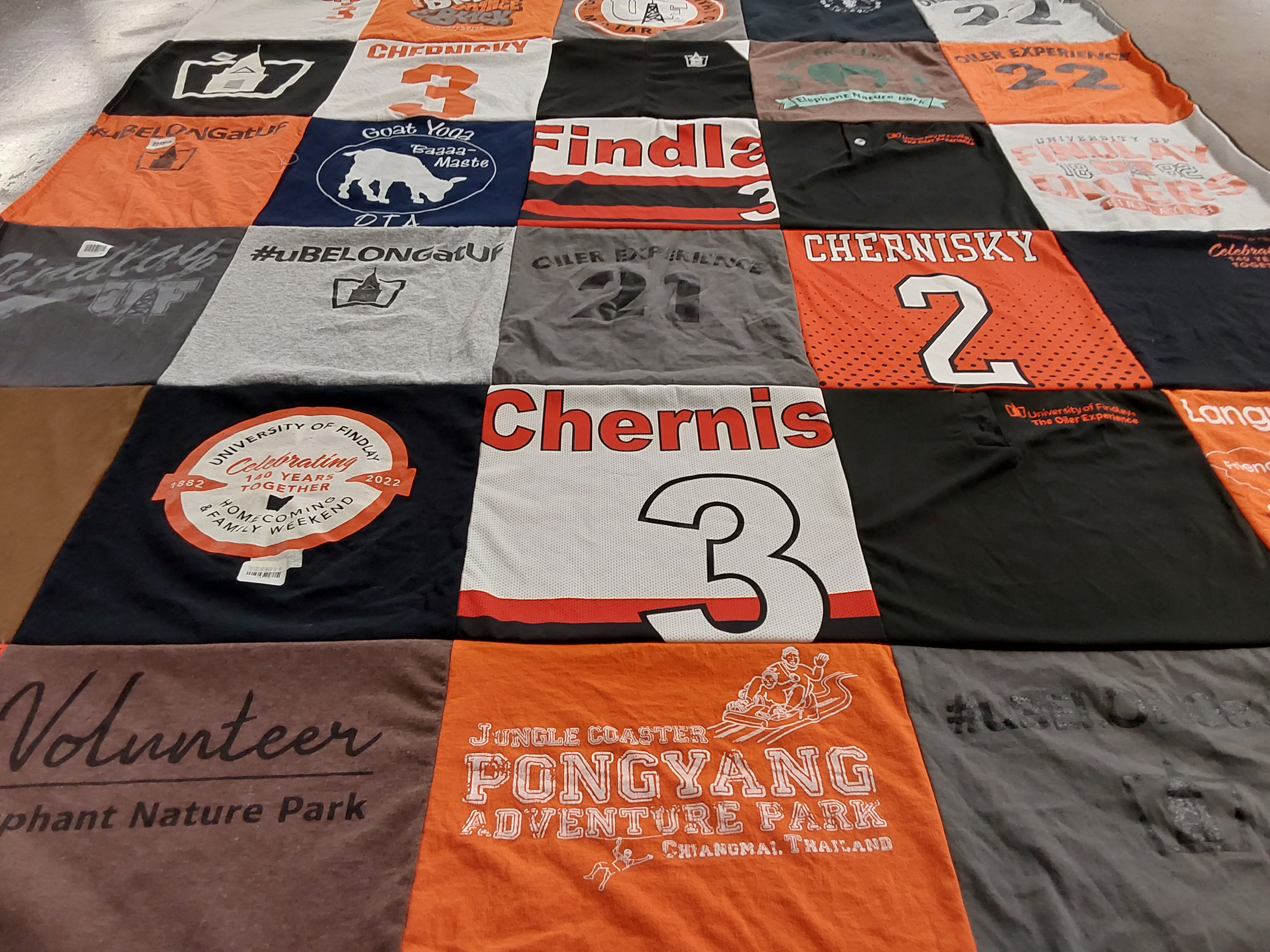 T-shirt quilt from university of findlay by Jennifer from OH
