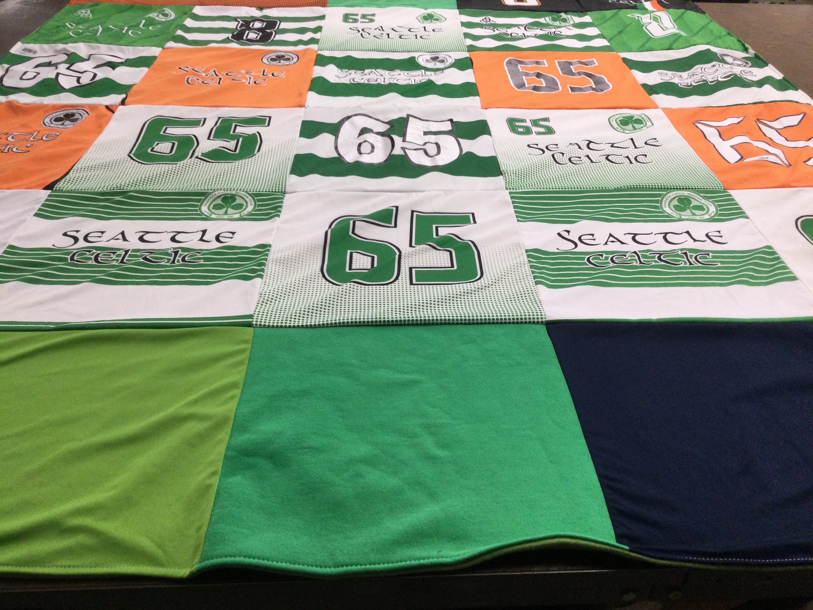 T-shirt quilt with soccer themes by Shannon from WA
