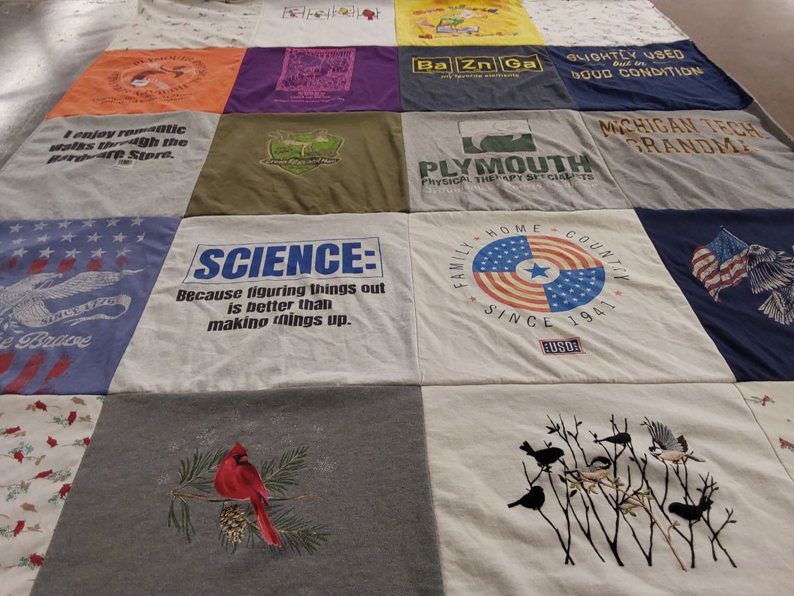 T-shirt quilt from michigan technological university by Susan from MI