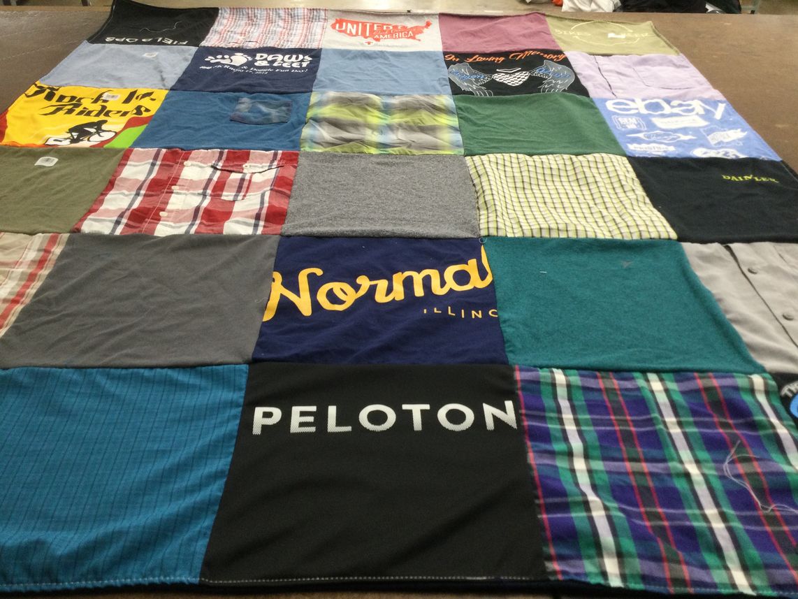 T-shirt quilt with fitness, cycling themes by Ryan from NJ