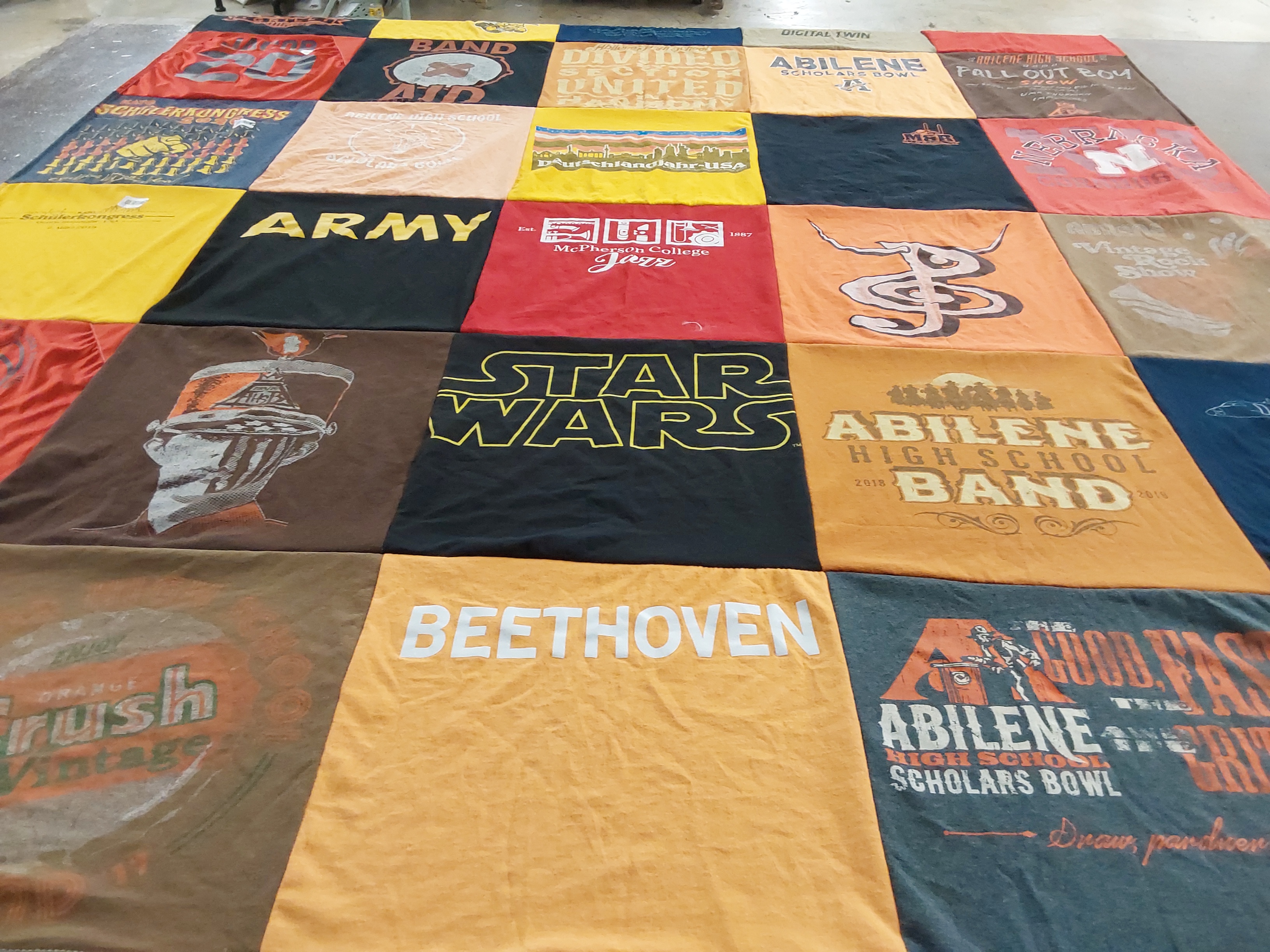 T-shirt quilt from abilene high school by Janette from KS