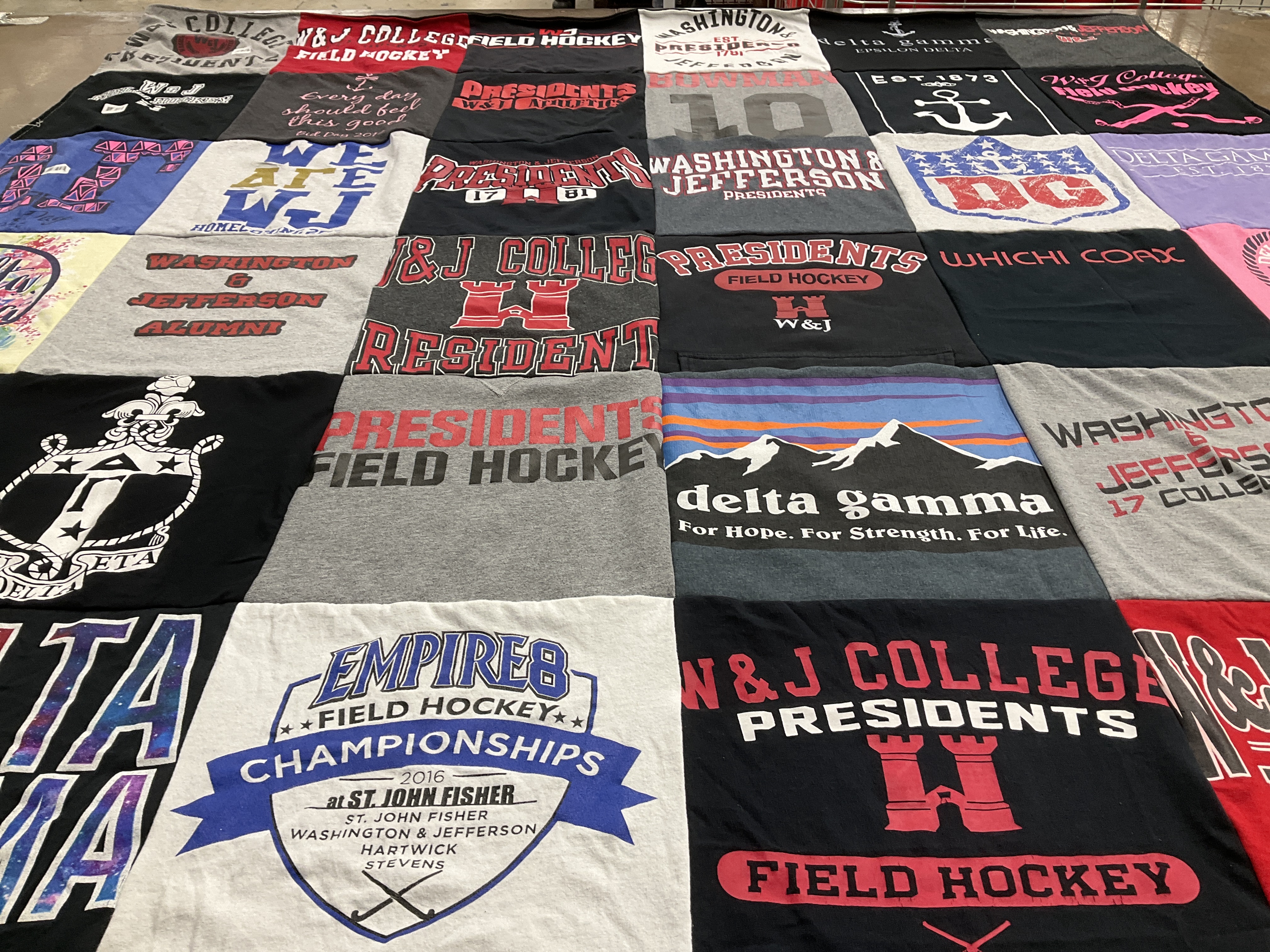 T-shirt quilt featuring washington and jefferson college field hockey by Kelsey from VA