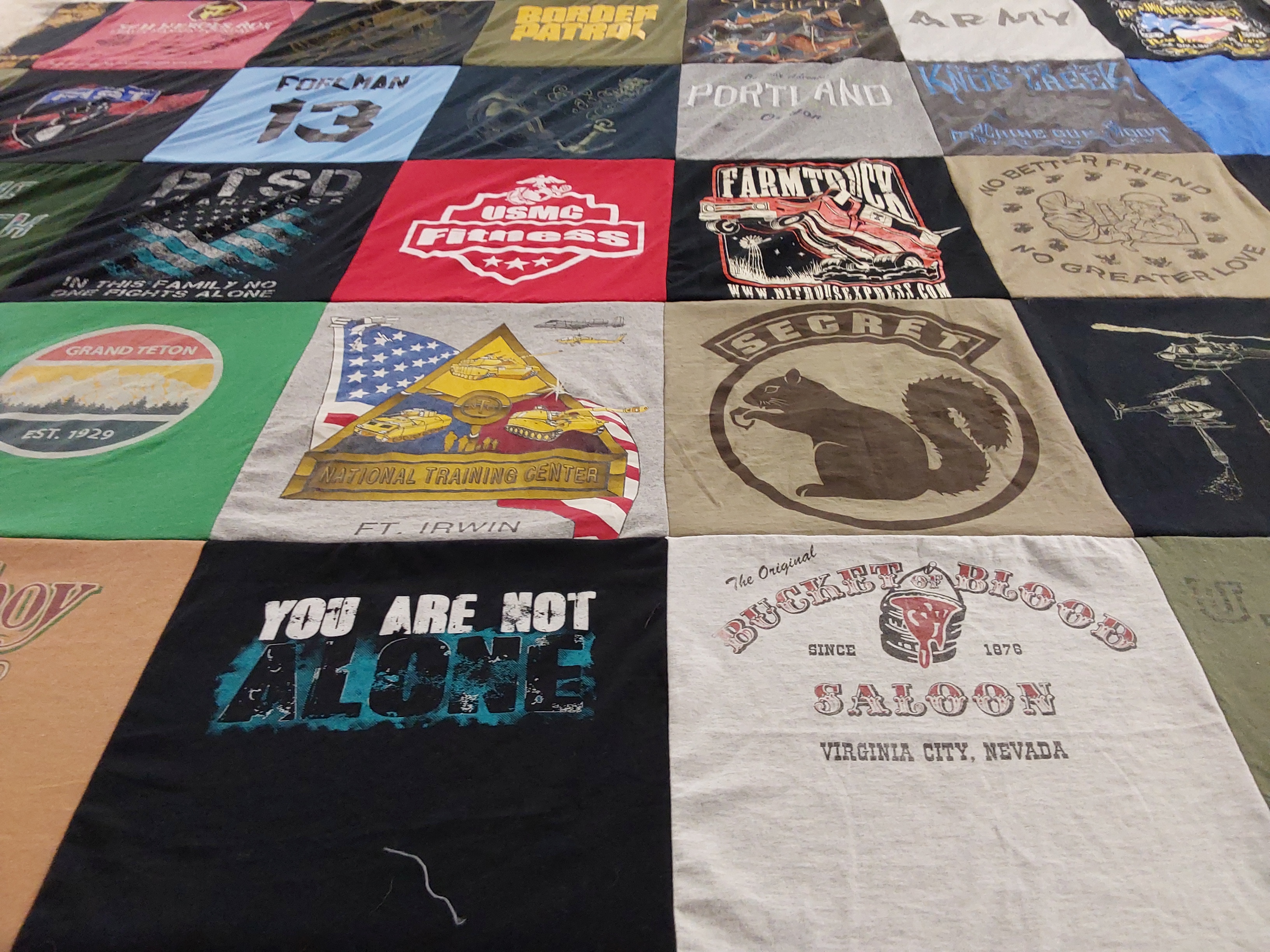 T-shirt quilt from national training center by Elizabeth from VA