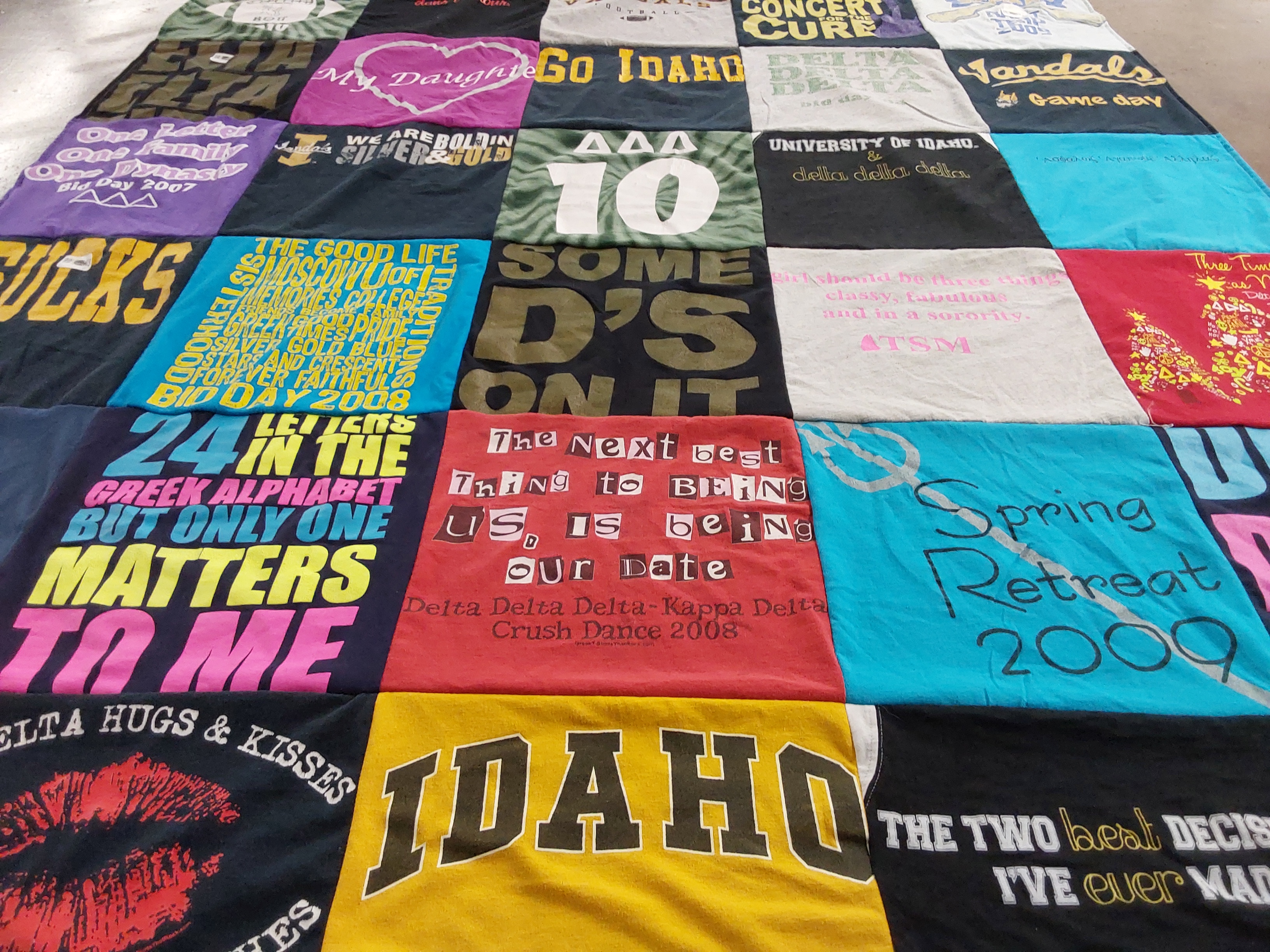 T-shirt quilt from university of idaho by Mary from WA