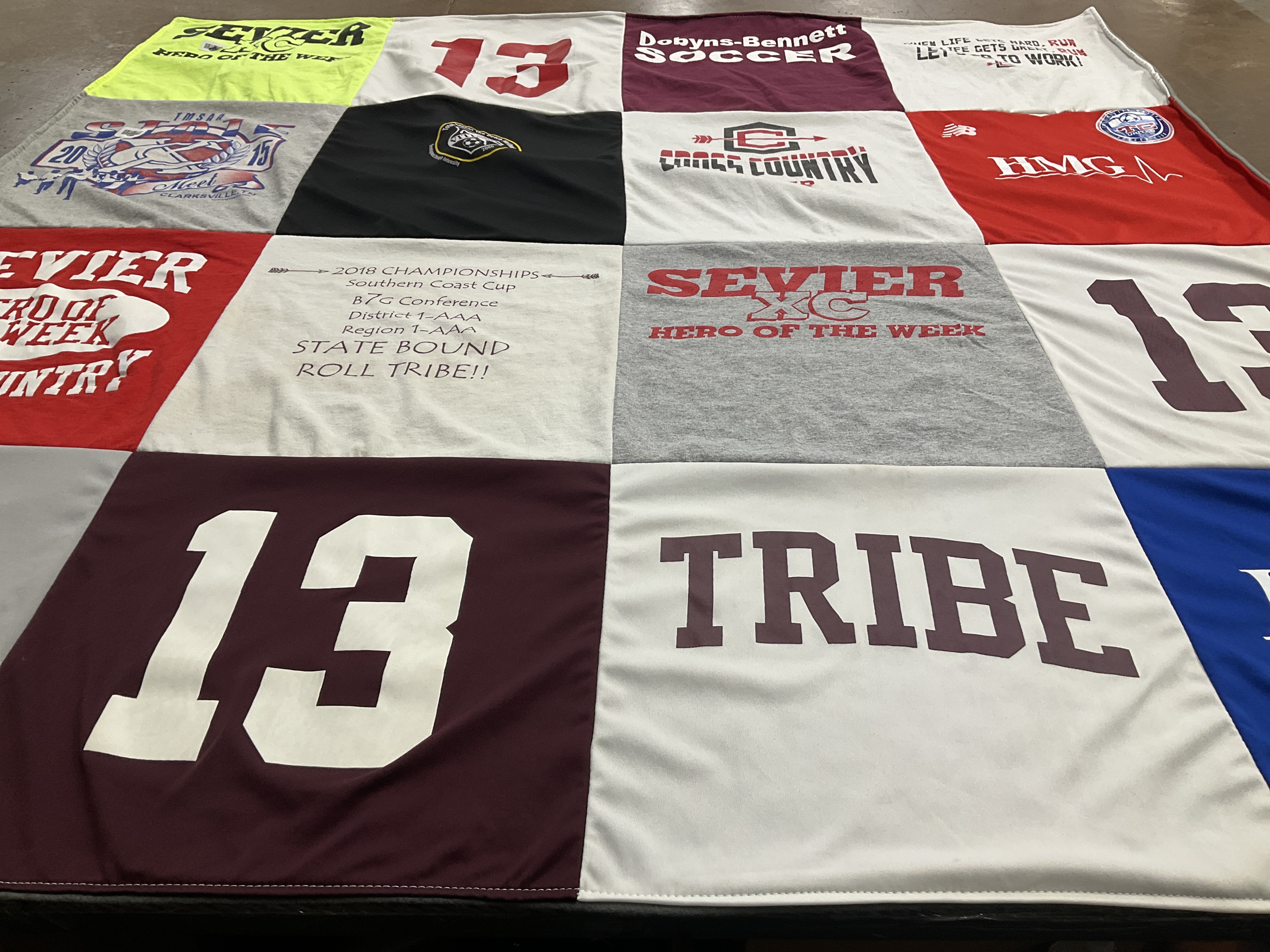 T-shirt quilt featuring sevier cross country team by Vivian from TN