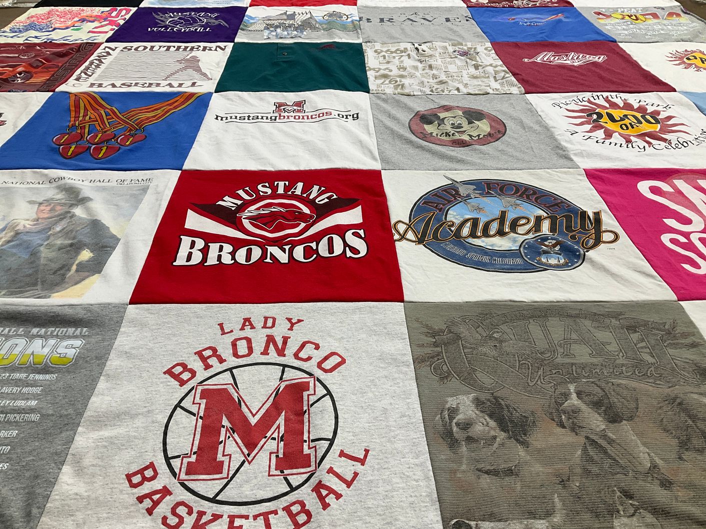 T-shirt quilt featuring mustang broncos by Bridget from OK
