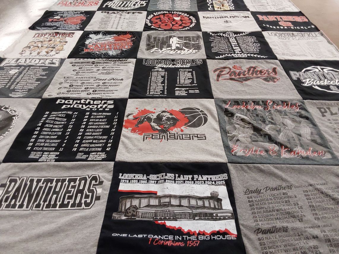 T-shirt quilt featuring lady panthers, panthers by Laurie from OK