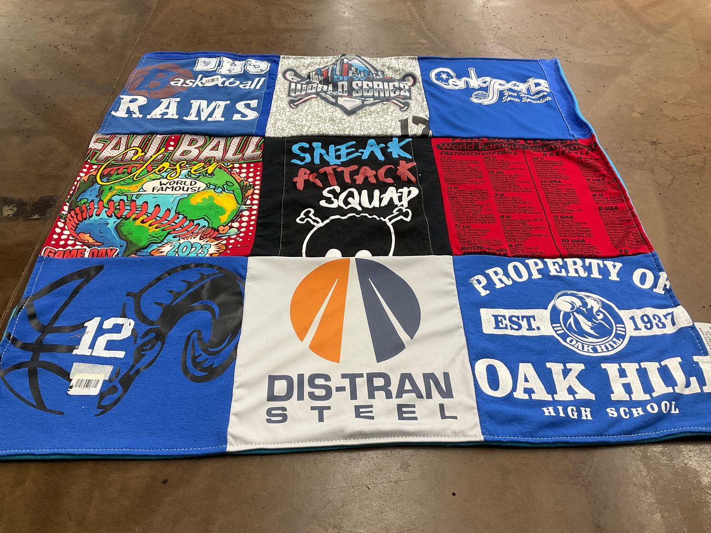 T-shirt quilt featuring oak hill high school by Tamera from FL