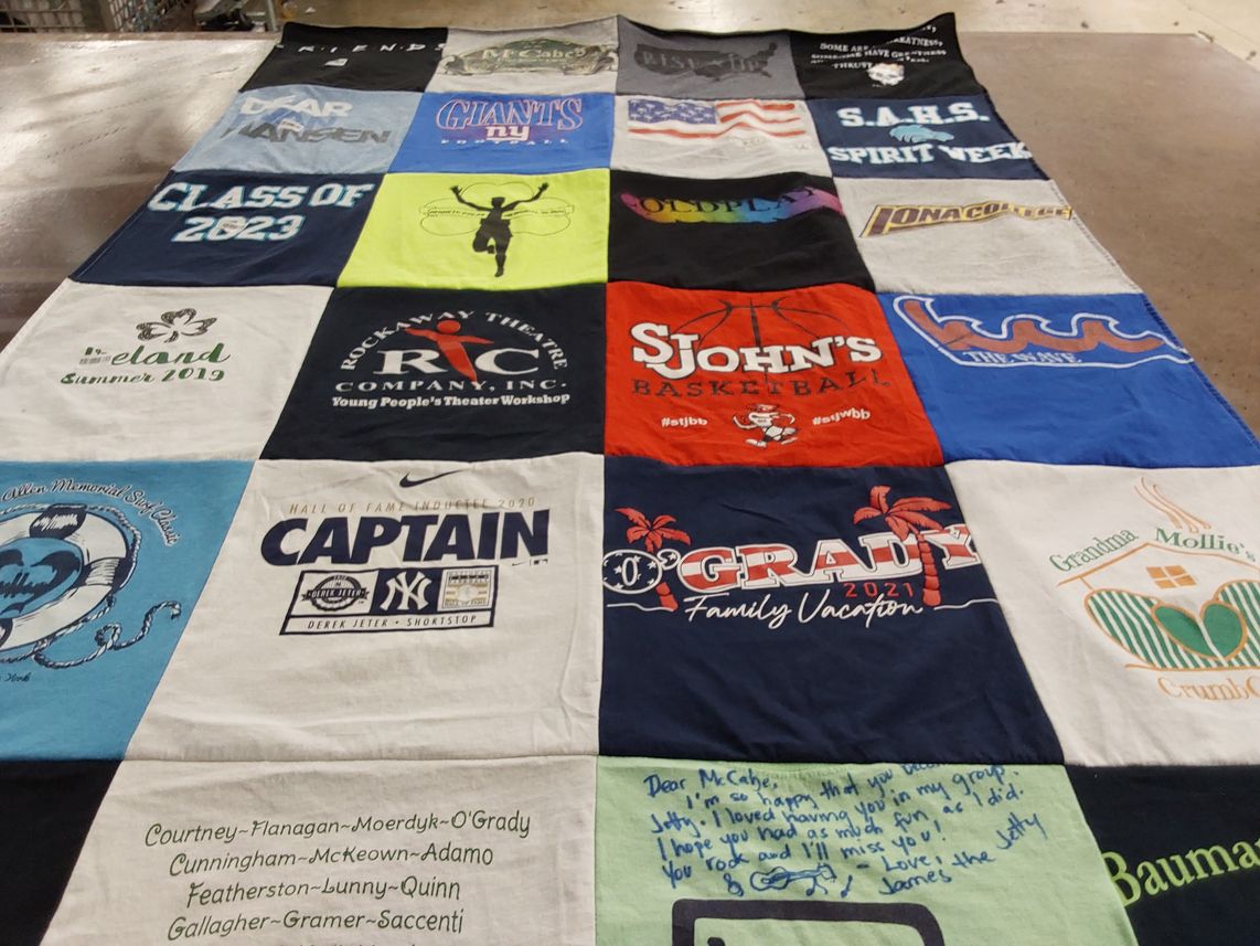 T-shirt quilt featuring st john's basketball by Regina from NY